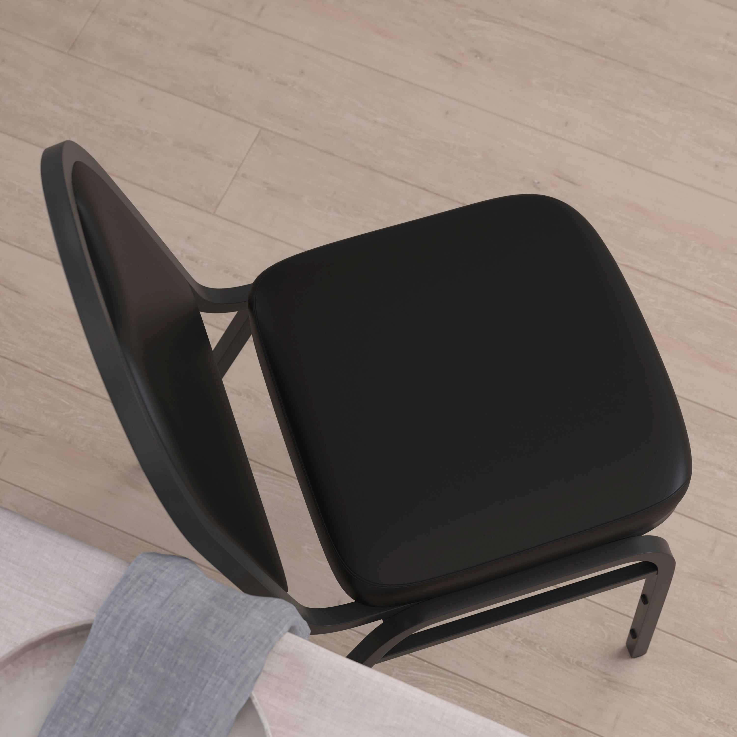 HERCULES Series Commercial Grade 500 LB. Capacity Dome Back Stacking Banquet Chair in Black Vinyl with Black Metal Frame