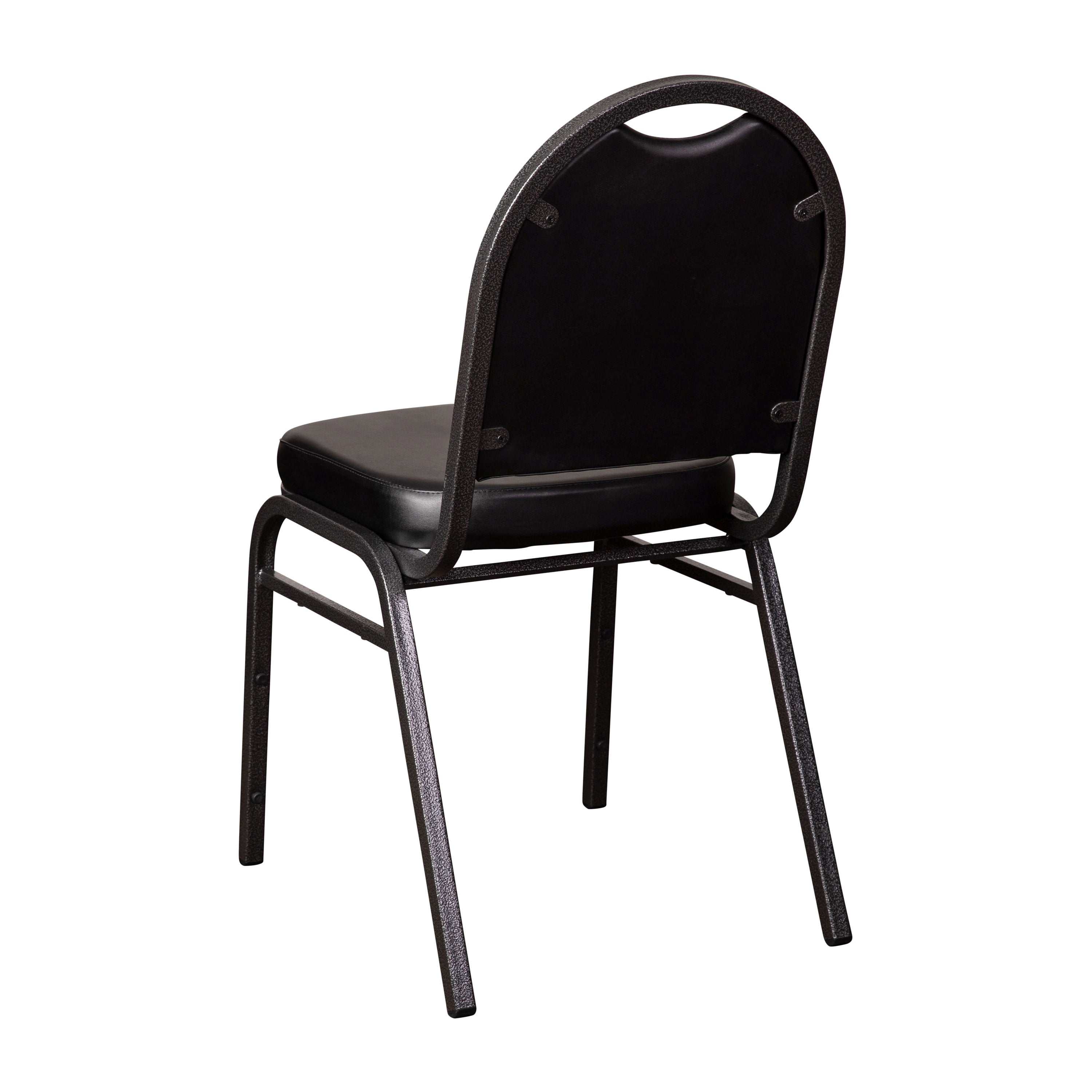 HERCULES Series Commercial Grade 500 LB. Capacity Dome Back Stacking Banquet Chair in Black Vinyl with Silver Vein Metal Frame