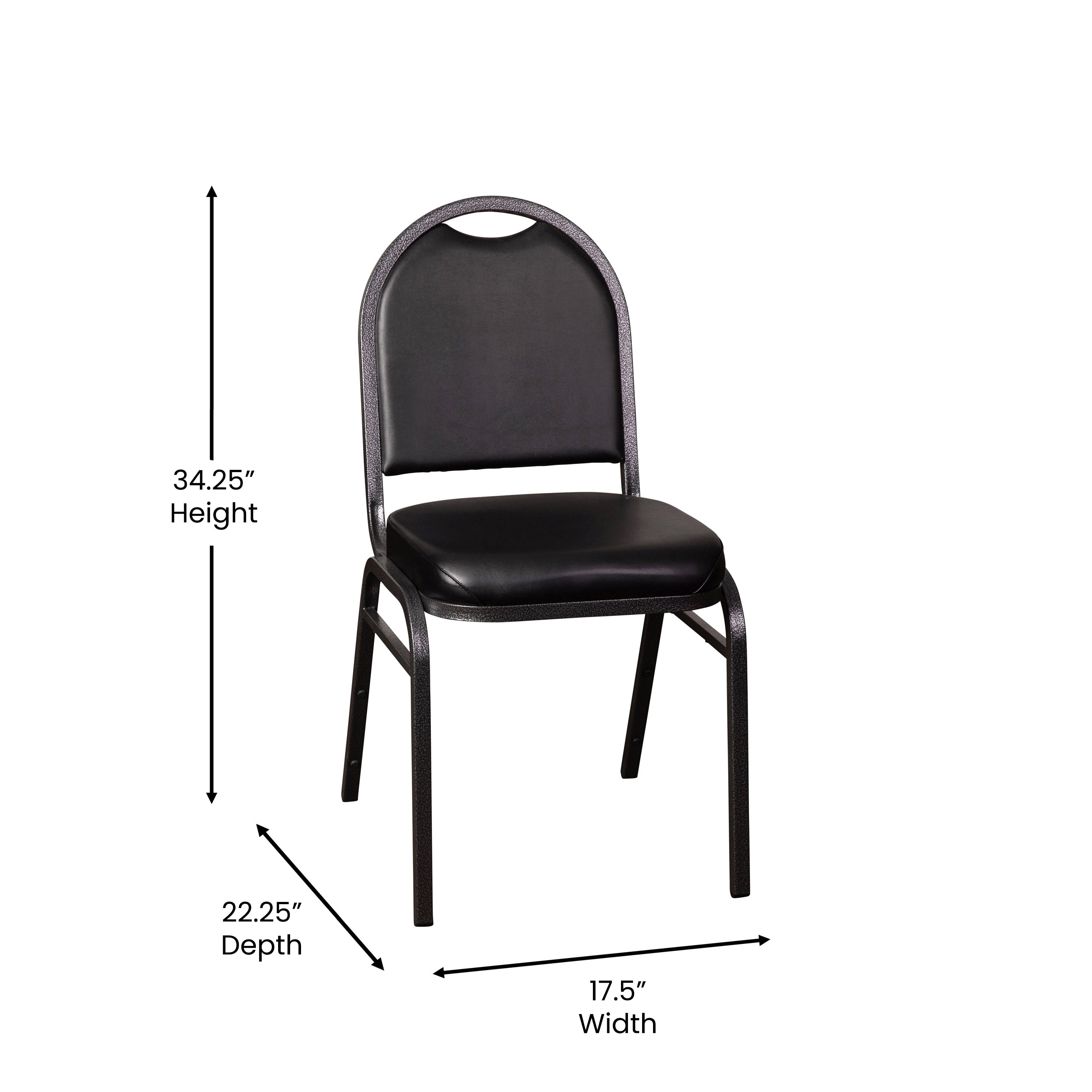 HERCULES Series Commercial Grade 500 LB. Capacity Dome Back Stacking Banquet Chair in Black Vinyl with Silver Vein Metal Frame