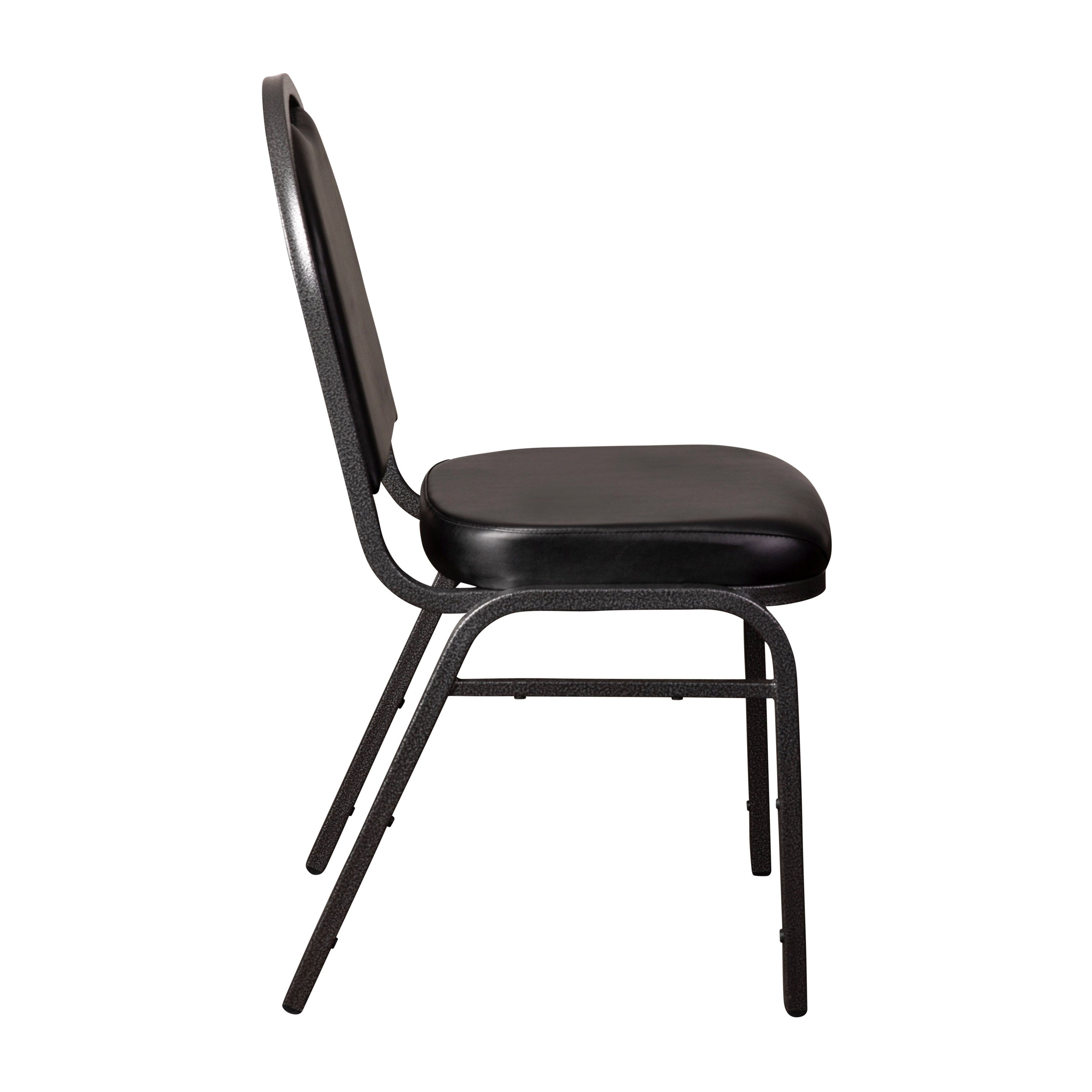 HERCULES Series Commercial Grade 500 LB. Capacity Dome Back Stacking Banquet Chair in Black Vinyl with Silver Vein Metal Frame