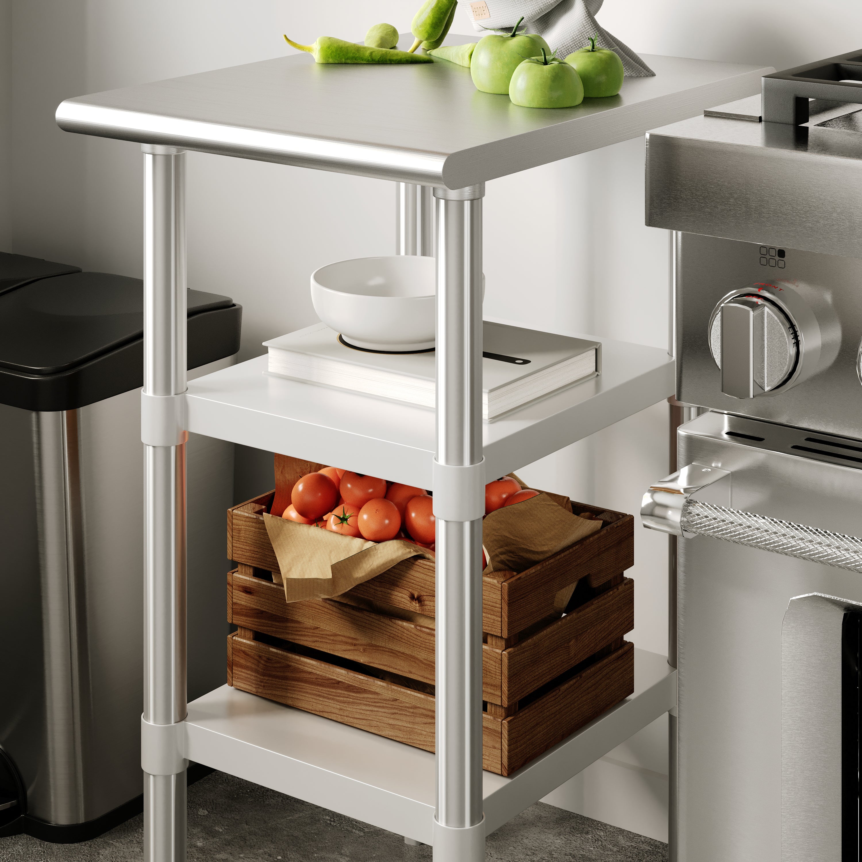 Woodford Galvanized Under Shelf for Prep and Work Tables - Adjustable Lower Shelf for 24" x 18" Stainless Steel Tables