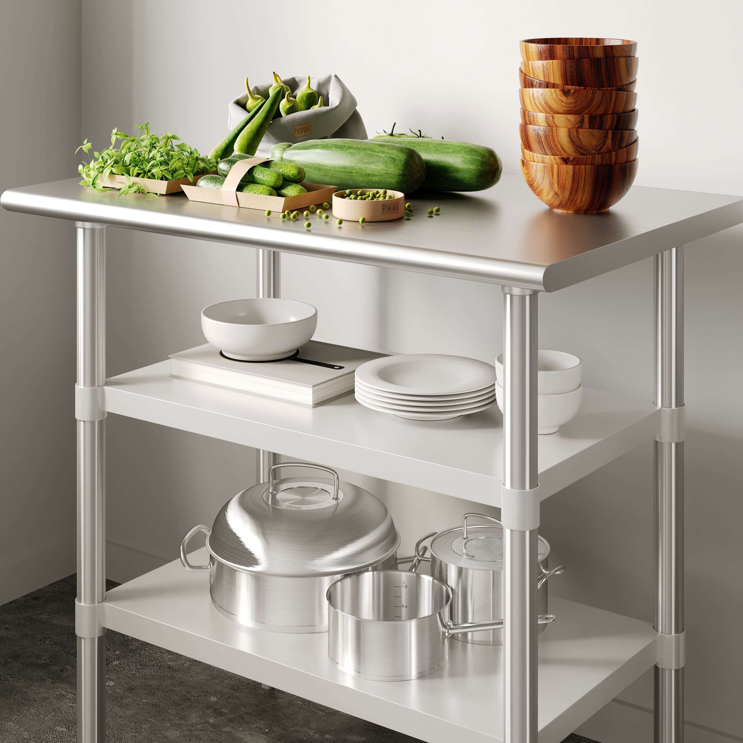 Woodford Galvanized Under Shelf for Prep and Work Tables - Adjustable Lower Shelf for 24" x 36" Stainless Steel Tables