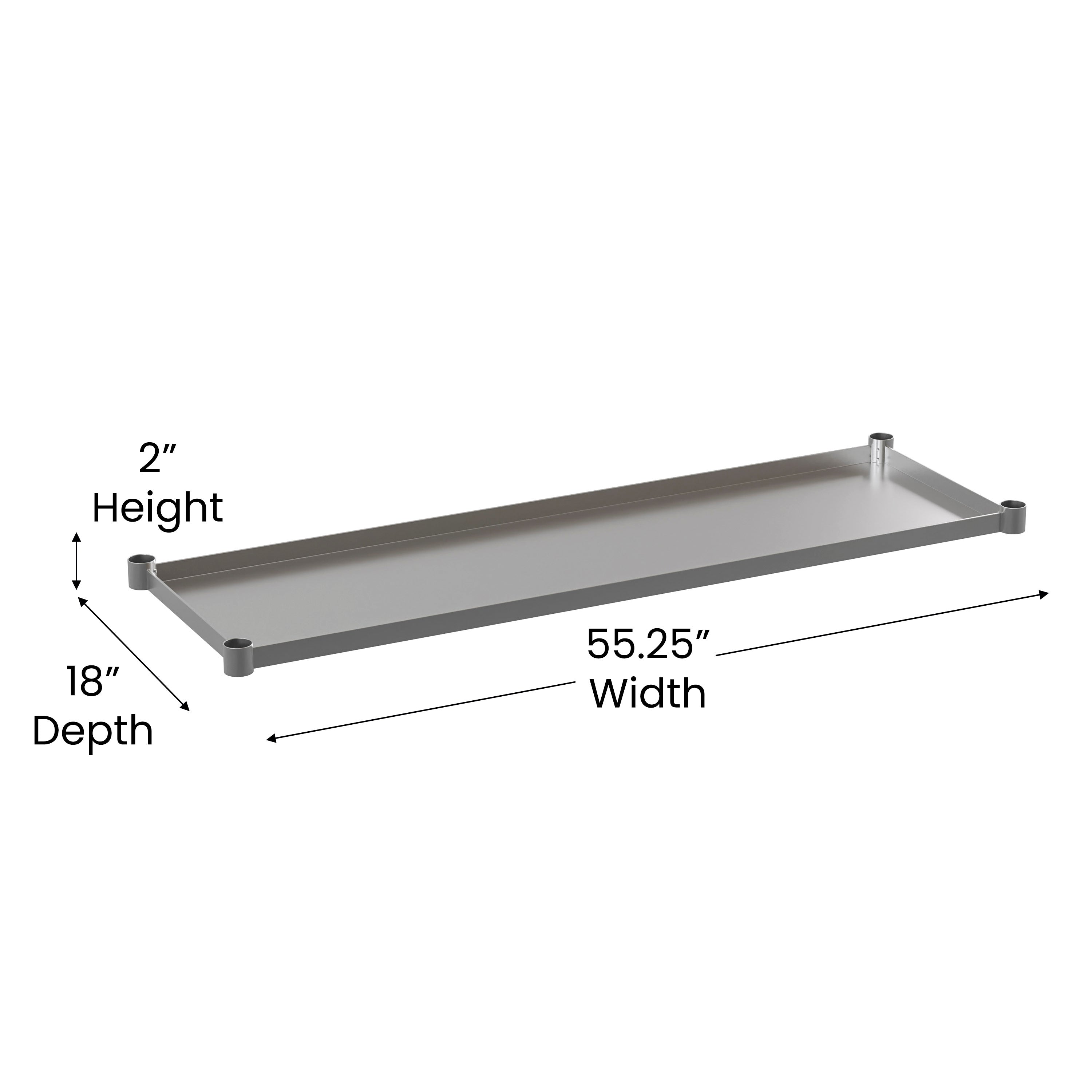 Woodford Galvanized Under Shelf for Prep and Work Tables - Adjustable Lower Shelf for 24" x 60" Stainless Steel Tables