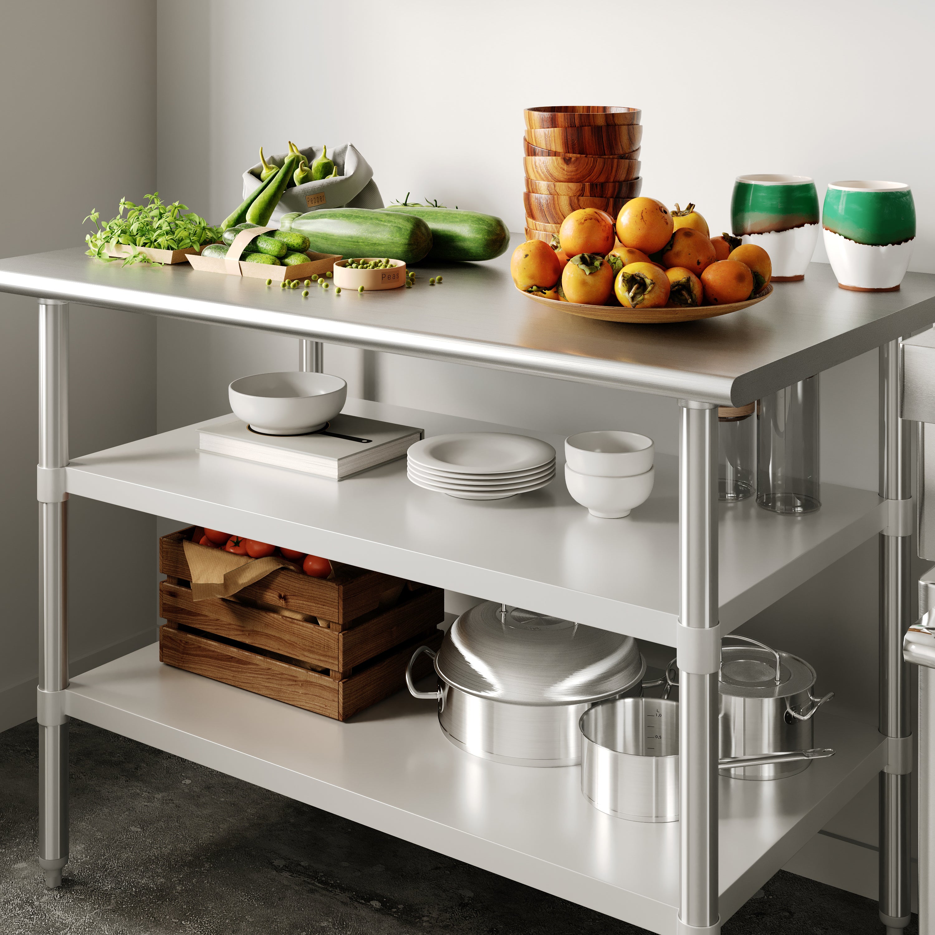 Woodford Galvanized Under Shelf for Prep and Work Tables - Adjustable Lower Shelf for 30" x 48" Stainless Steel Tables
