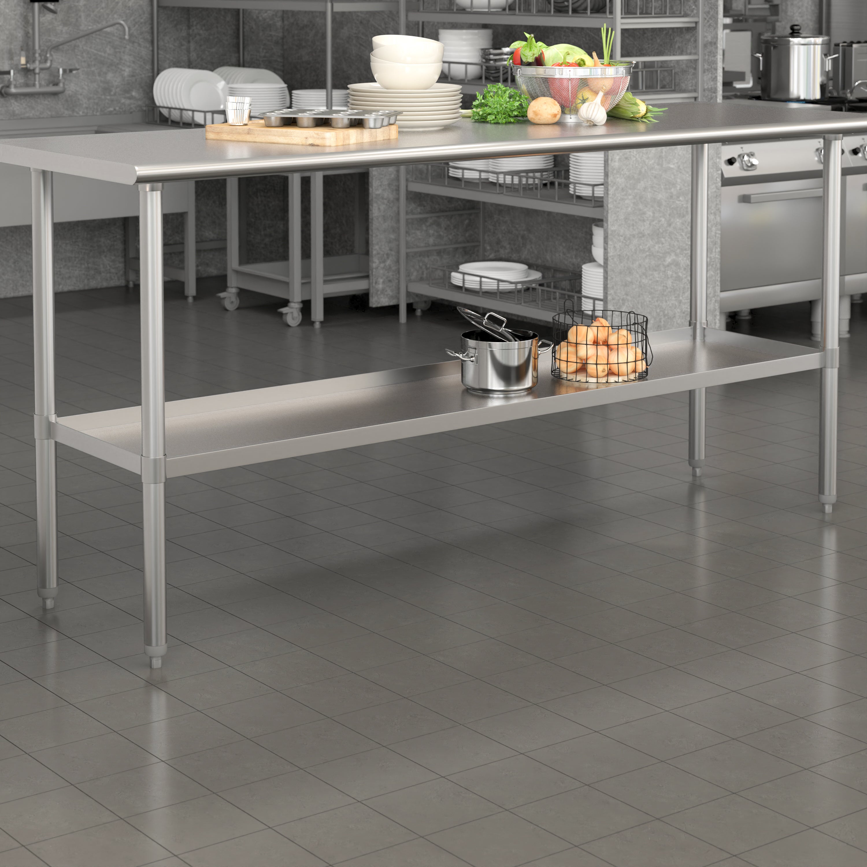 Woodford Galvanized Under Shelf for Prep and Work Tables - Adjustable Lower Shelf for 30" x 72" Stainless Steel Tables