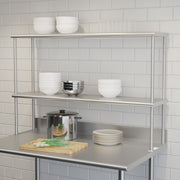 Reese Commercial Grade 430 Stainless Steel 18 Gauge NSF Certified 48" x 12" Metal Kitchen Double Overshelf