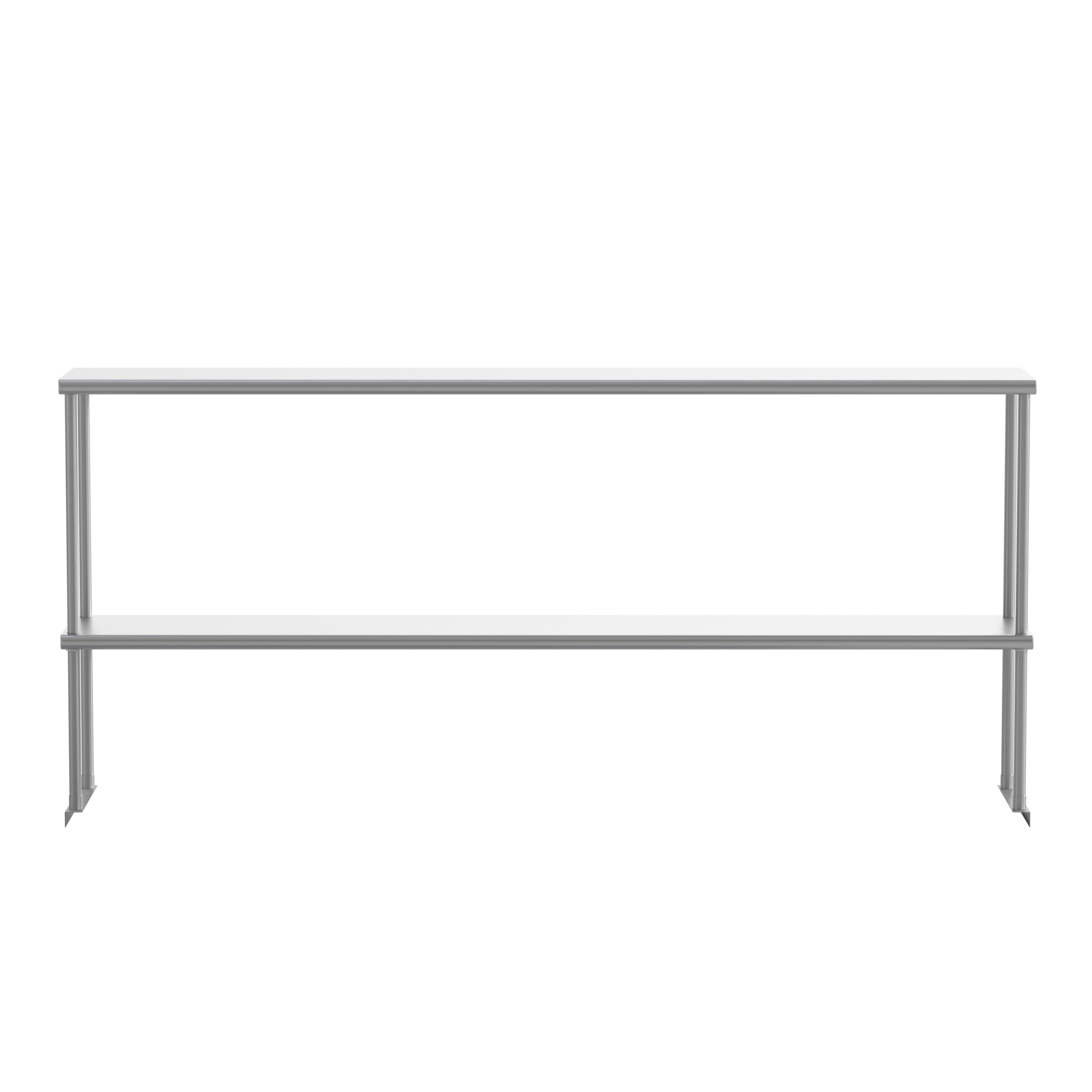 Reese Commercial Grade 430 Stainless Steel 18 Gauge NSF Certified 72" x 12" Metal Kitchen Double Overshelf
