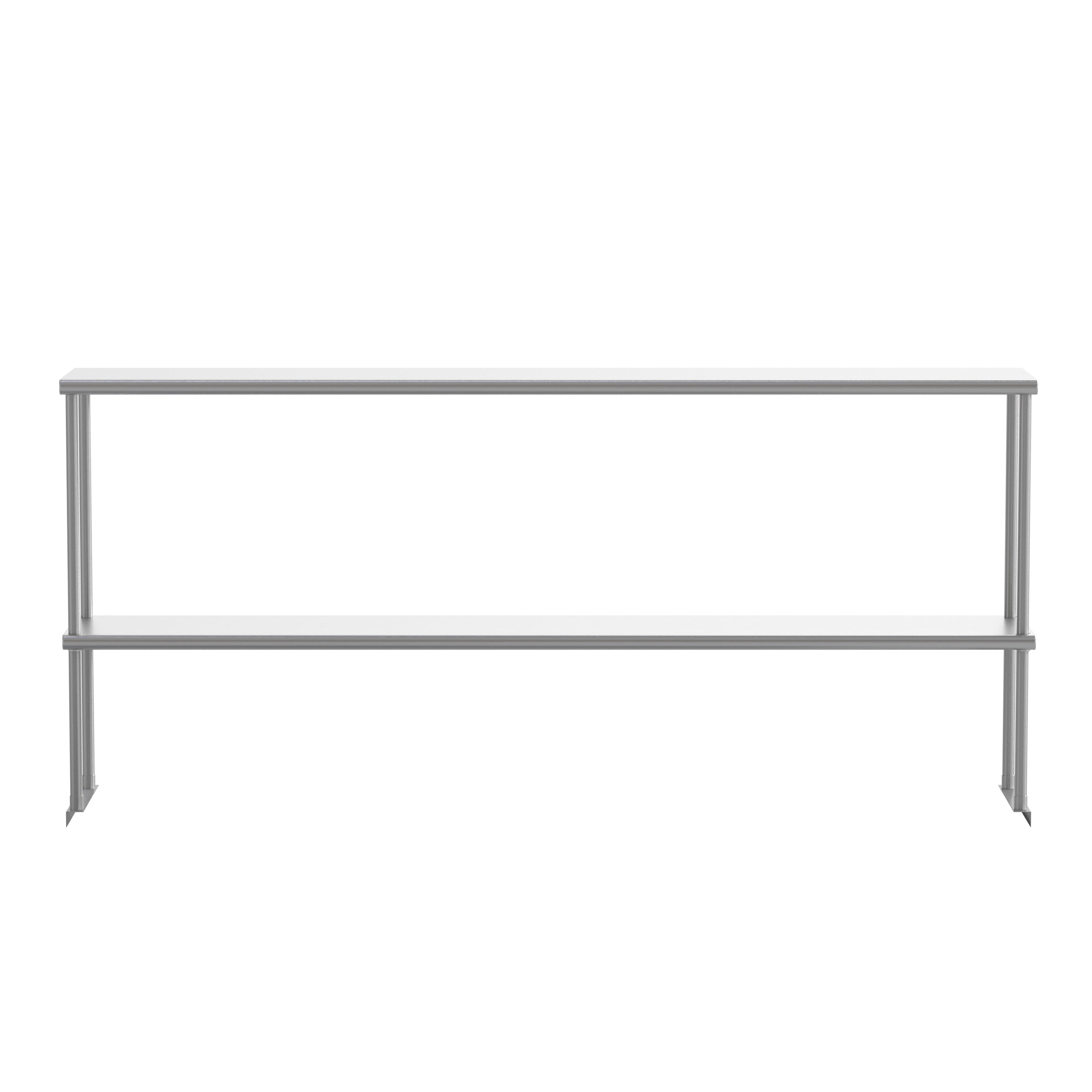 Reese Commercial Grade 430 Stainless Steel 18 Gauge NSF Certified 72" x 12" Metal Kitchen Double Overshelf