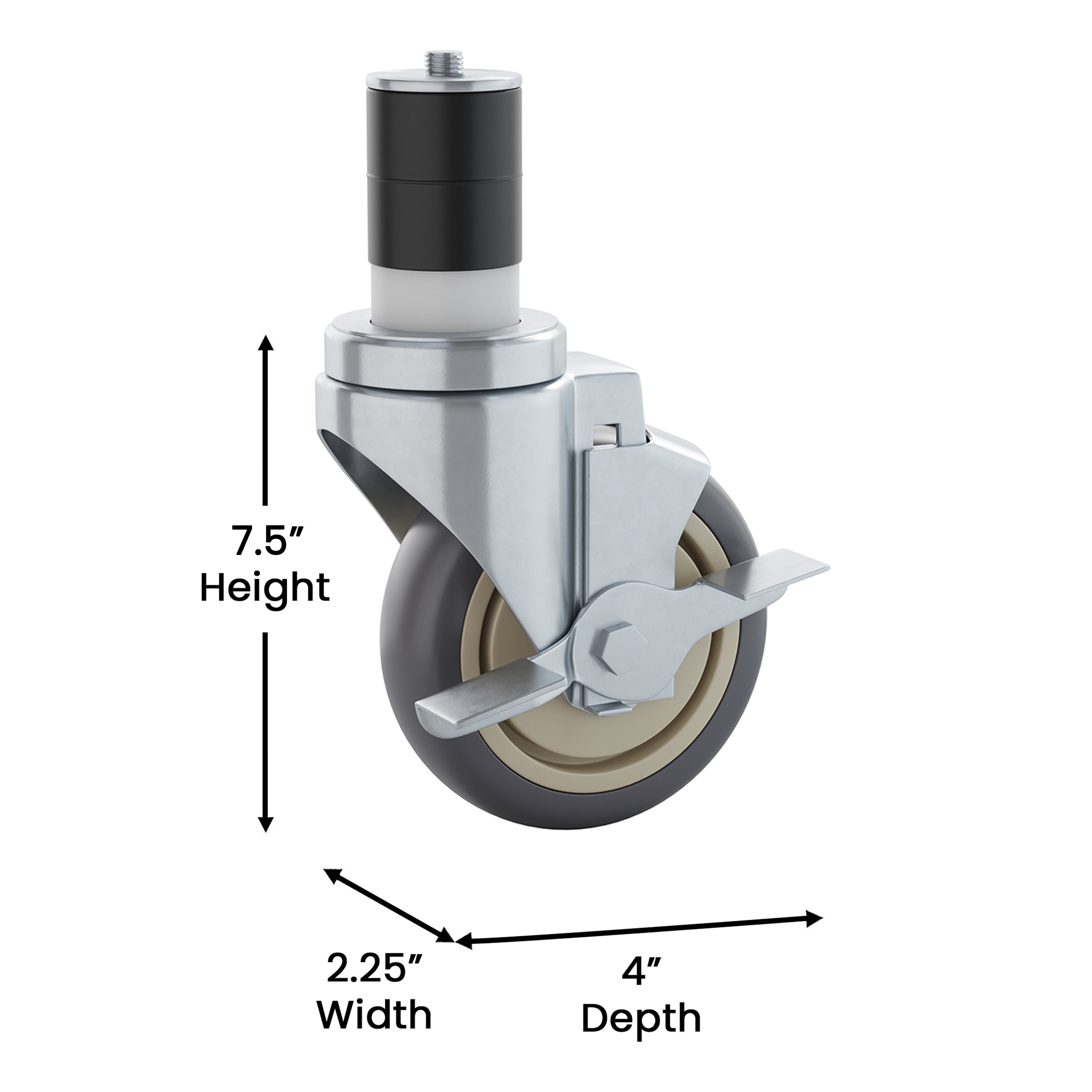 Summit Set of 4 Commercial Grade Heavy Duty Kitchen Casters with 2 Swivel Casters and 2 Locking Casters