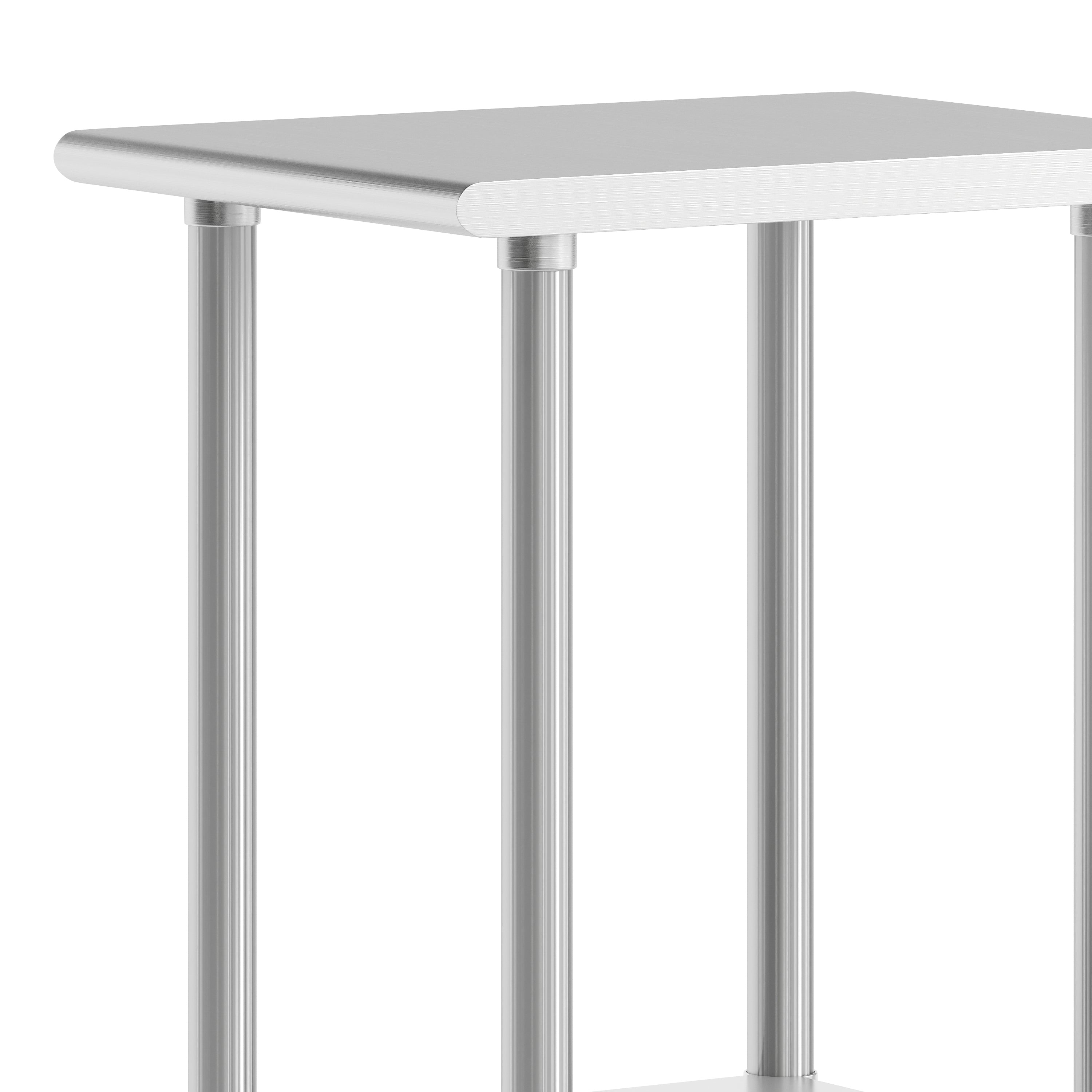 Reese 24x18 Portable Prep and Work Table with NSF Certified 18 Gauge Stainless Steel Top Shelf, Galvanized Steel Undershelf, 4 Casters with 2 Locking