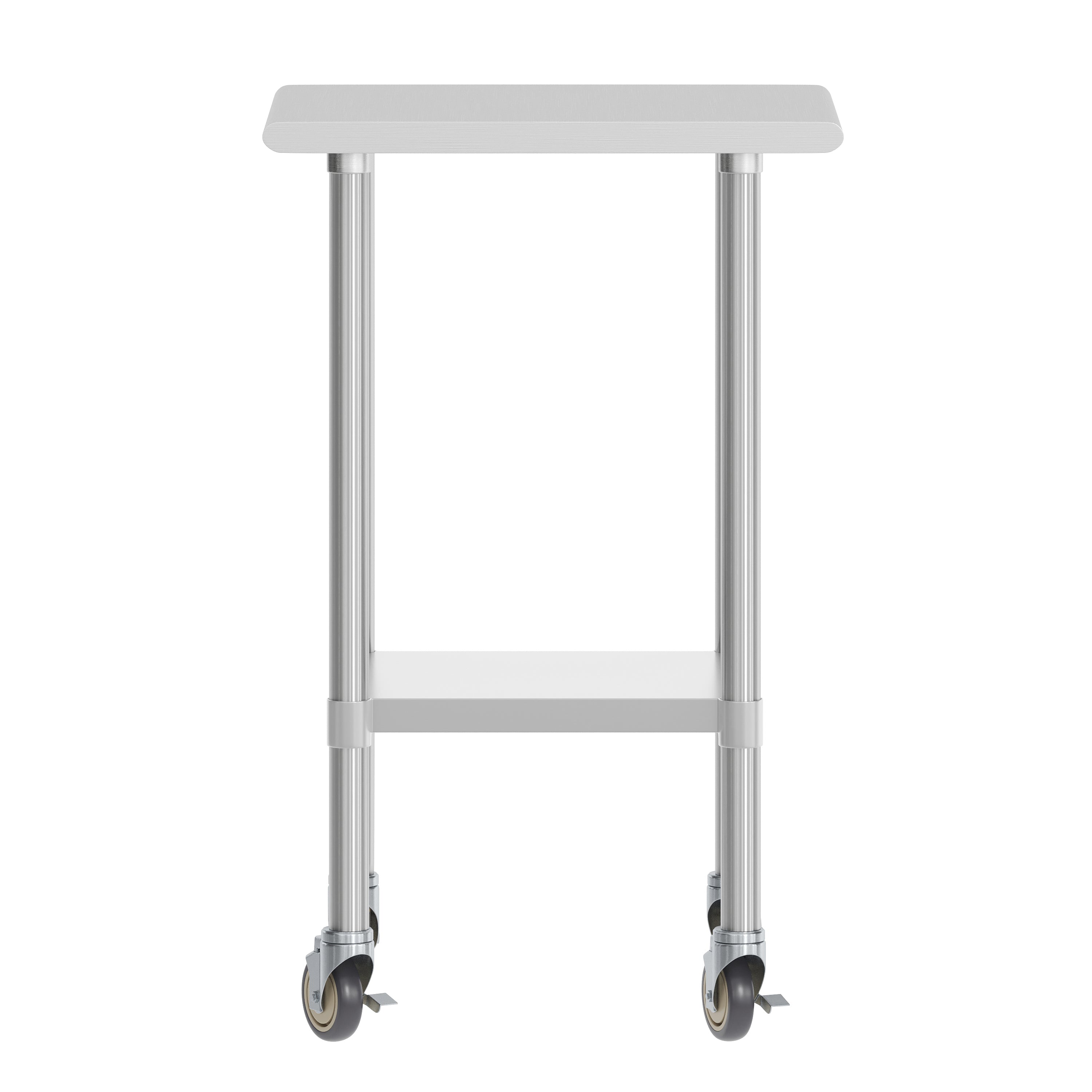 Reese 24x18 Portable Prep and Work Table with NSF Certified 18 Gauge Stainless Steel Top Shelf, Galvanized Steel Undershelf, 4 Casters with 2 Locking
