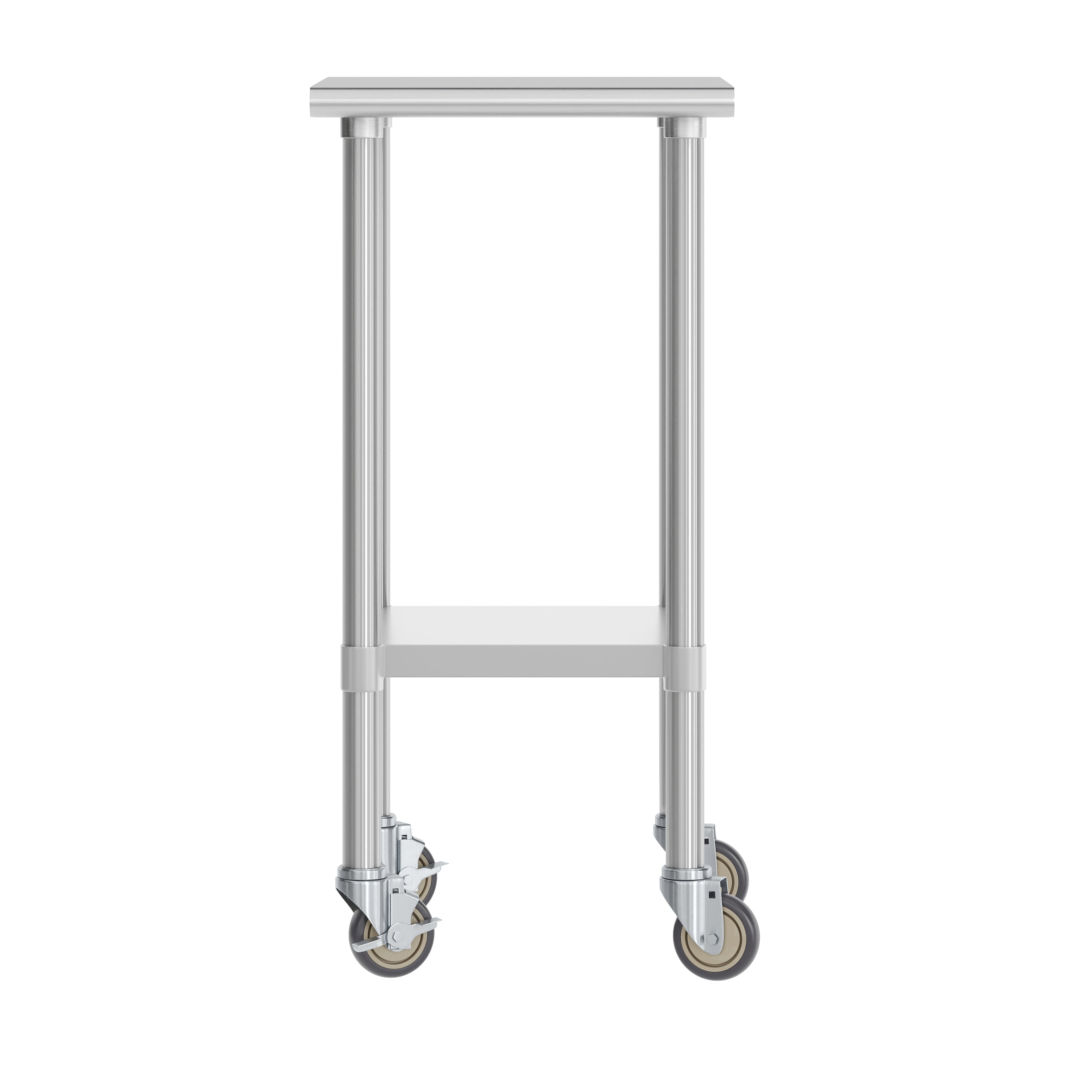 Reese 24x18 Portable Prep and Work Table with NSF Certified 18 Gauge Stainless Steel Top Shelf, Galvanized Steel Undershelf, 4 Casters with 2 Locking