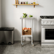 Reese 24x18 Portable Prep and Work Table with NSF Certified 18 Gauge Stainless Steel Top Shelf, Galvanized Steel Undershelf, 4 Casters with 2 Locking