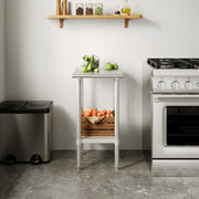 Reese 24x18 Portable Prep and Work Table with NSF Certified 18 Gauge Stainless Steel Top Shelf and Adjustable Galvanized Steel Undershelf