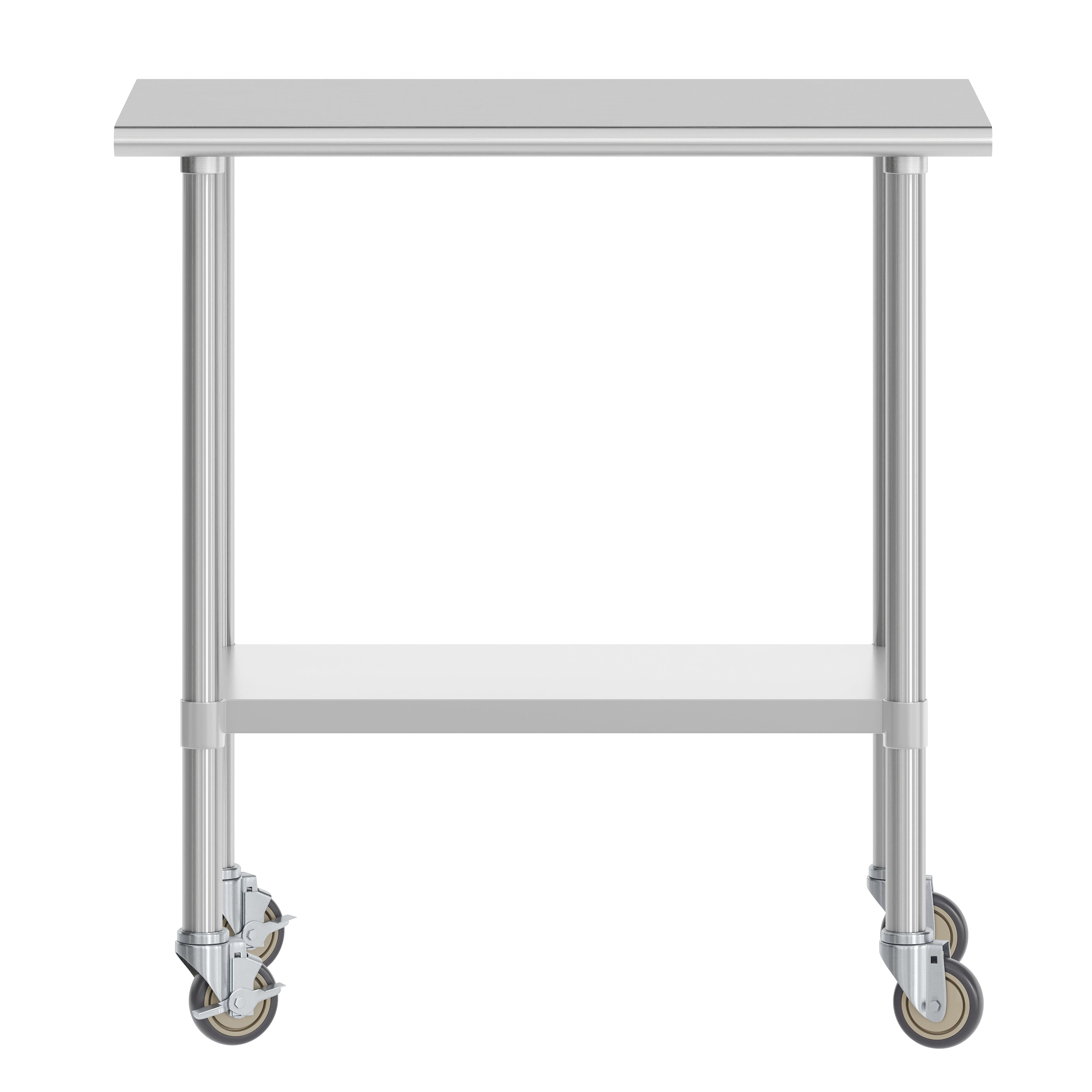 Reese 24x36 Portable Prep and Work Table with NSF Certified 18 Gauge Stainless Steel Top Shelf, Galvanized Steel Undershelf, 4 Casters with 2 Locking