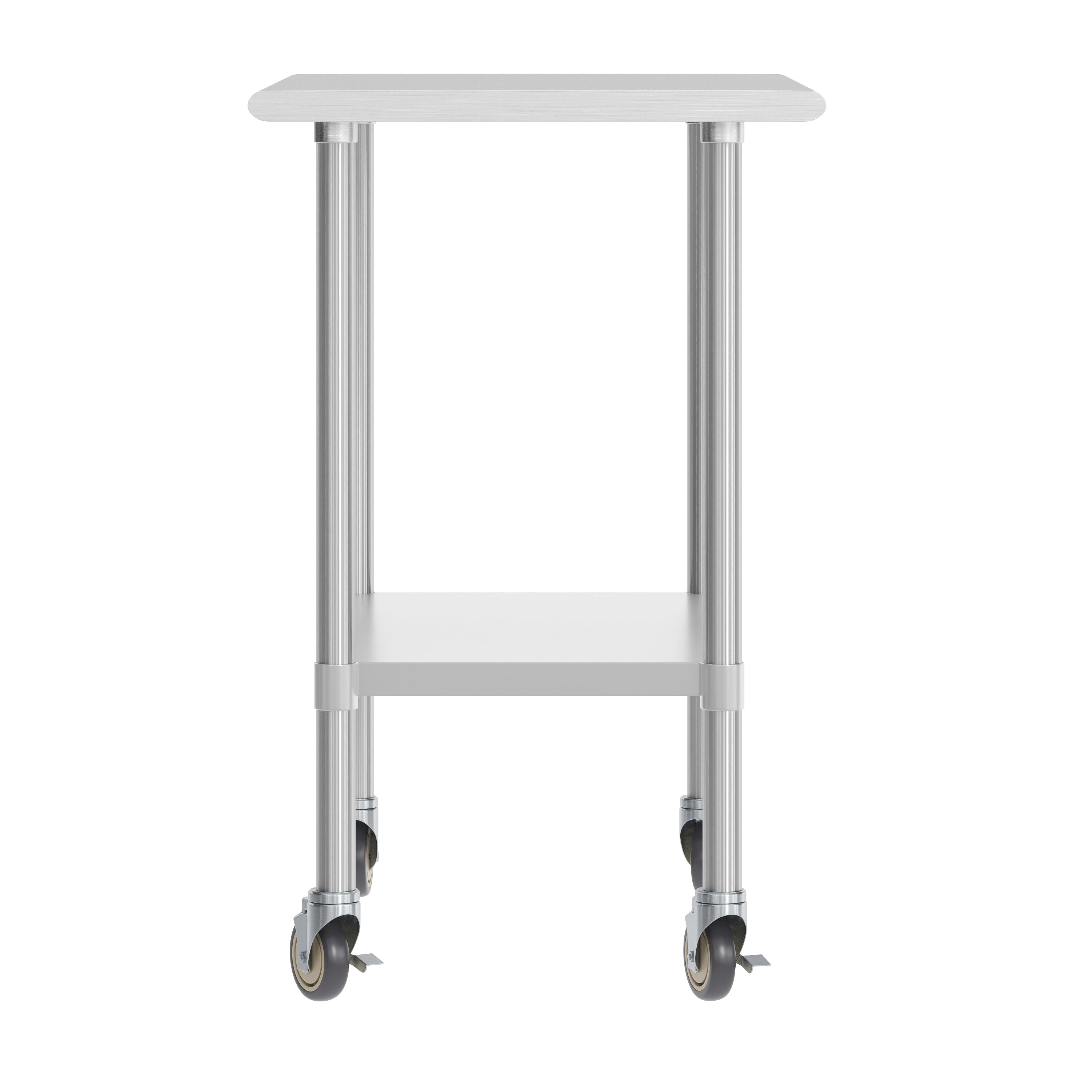 Reese 24x36 Portable Prep and Work Table with NSF Certified 18 Gauge Stainless Steel Top Shelf, Galvanized Steel Undershelf, 4 Casters with 2 Locking