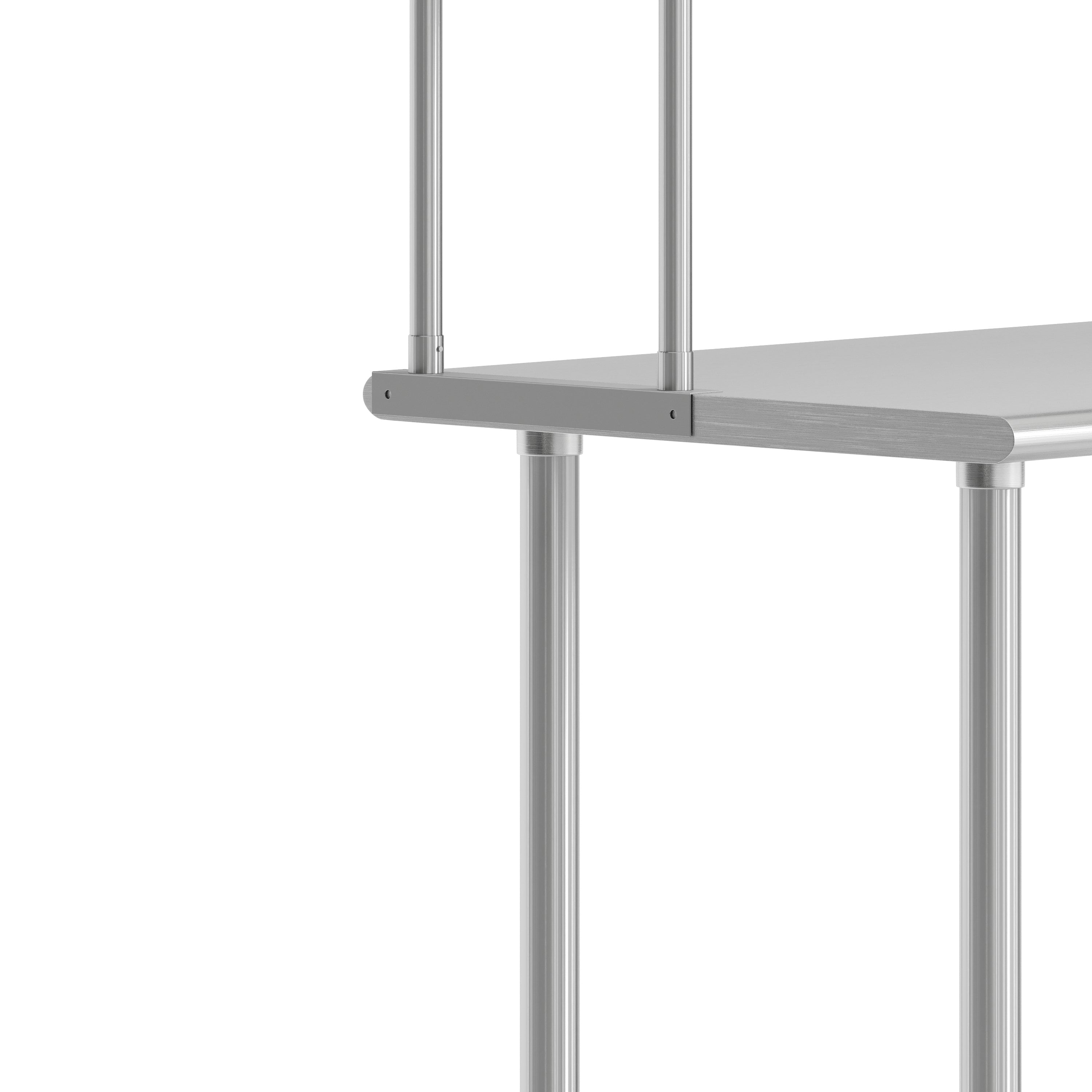 Reese 24x36 Portable Prep and Work Table with NSF Certified 18 Gauge Stainless Steel Top Shelf and Double Overshelves and Galvanized Steel Undershelf