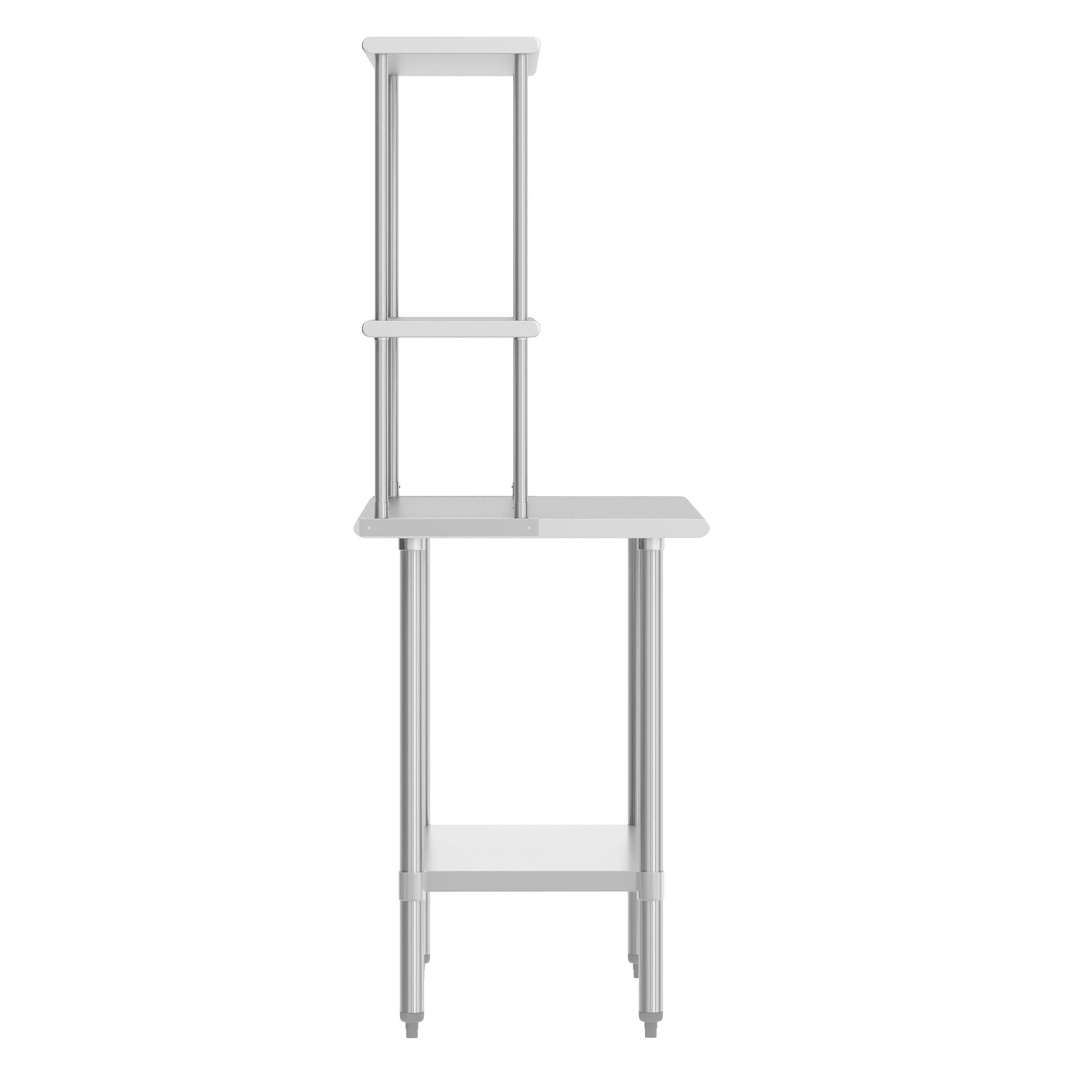 Reese 24x36 Portable Prep and Work Table with NSF Certified 18 Gauge Stainless Steel Top Shelf and Double Overshelves and Galvanized Steel Undershelf