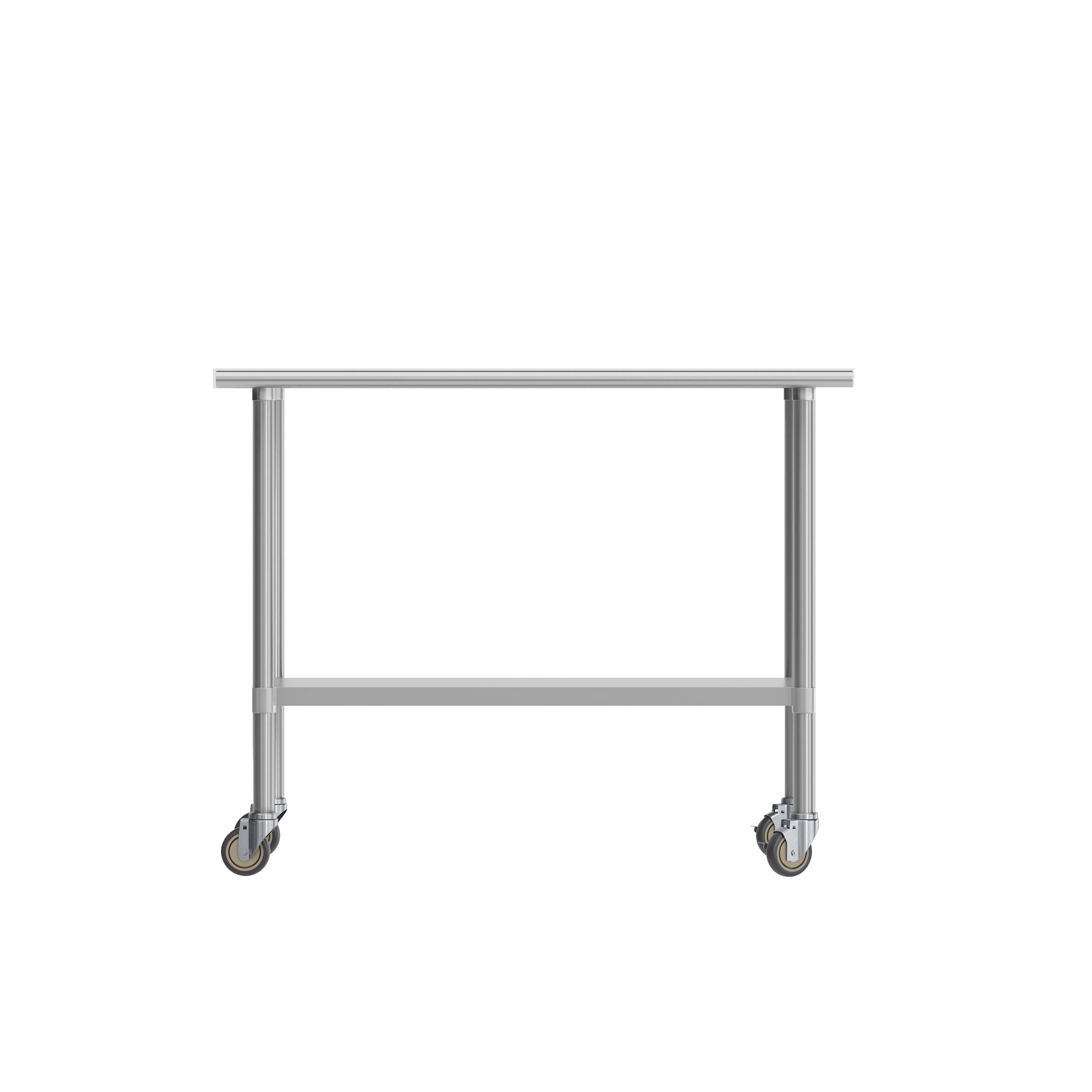 Rawcliffe Portable Prep and Work Table with NSF Certified 18 Gauge Stainless Steel Top Shelf, Galvanized Steel Undershelf and 4 Casters with 2 Locking