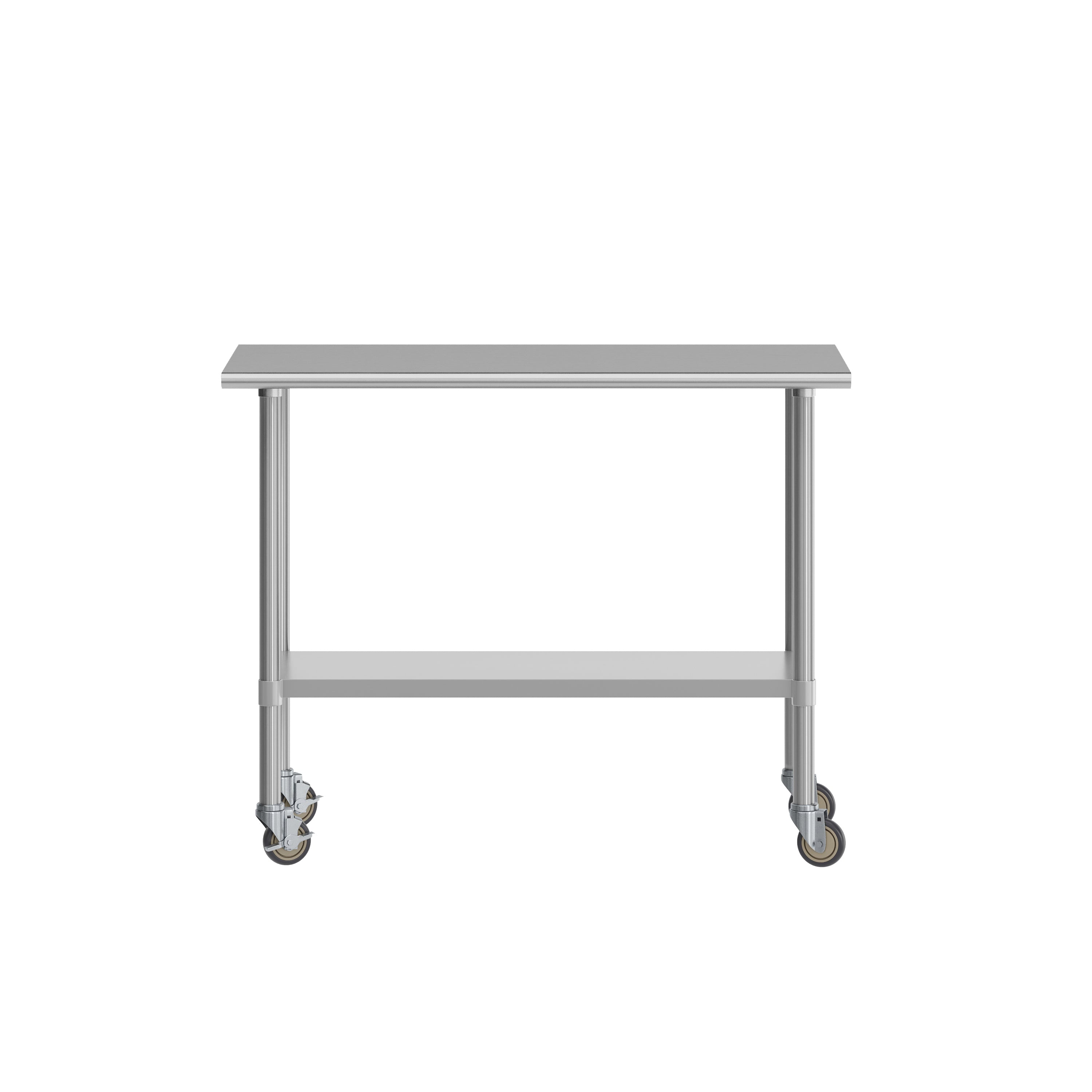 Rawcliffe Portable Prep and Work Table with NSF Certified 18 Gauge Stainless Steel Top Shelf, Galvanized Steel Undershelf and 4 Casters with 2 Locking