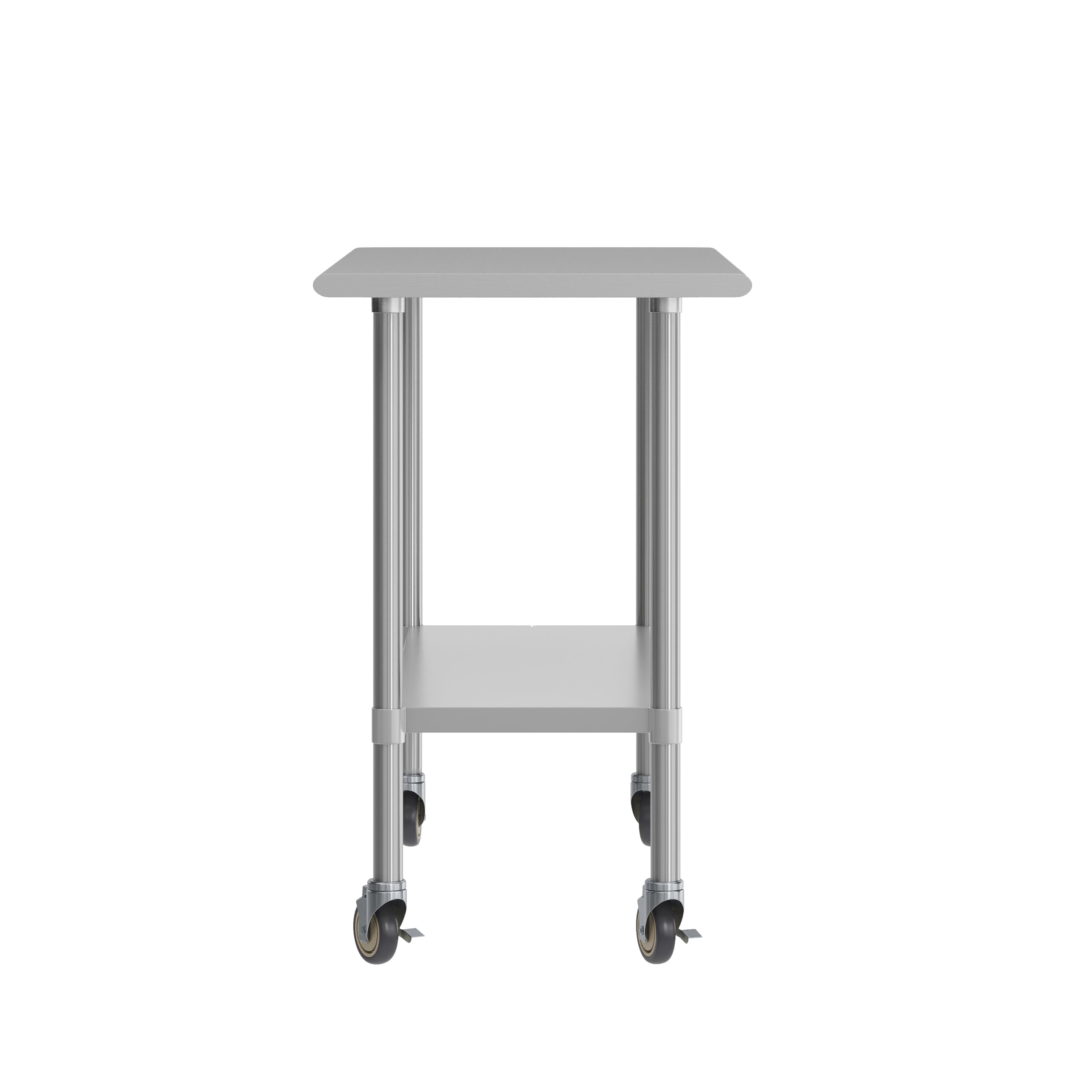 Rawcliffe Portable Prep and Work Table with NSF Certified 18 Gauge Stainless Steel Top Shelf, Galvanized Steel Undershelf and 4 Casters with 2 Locking