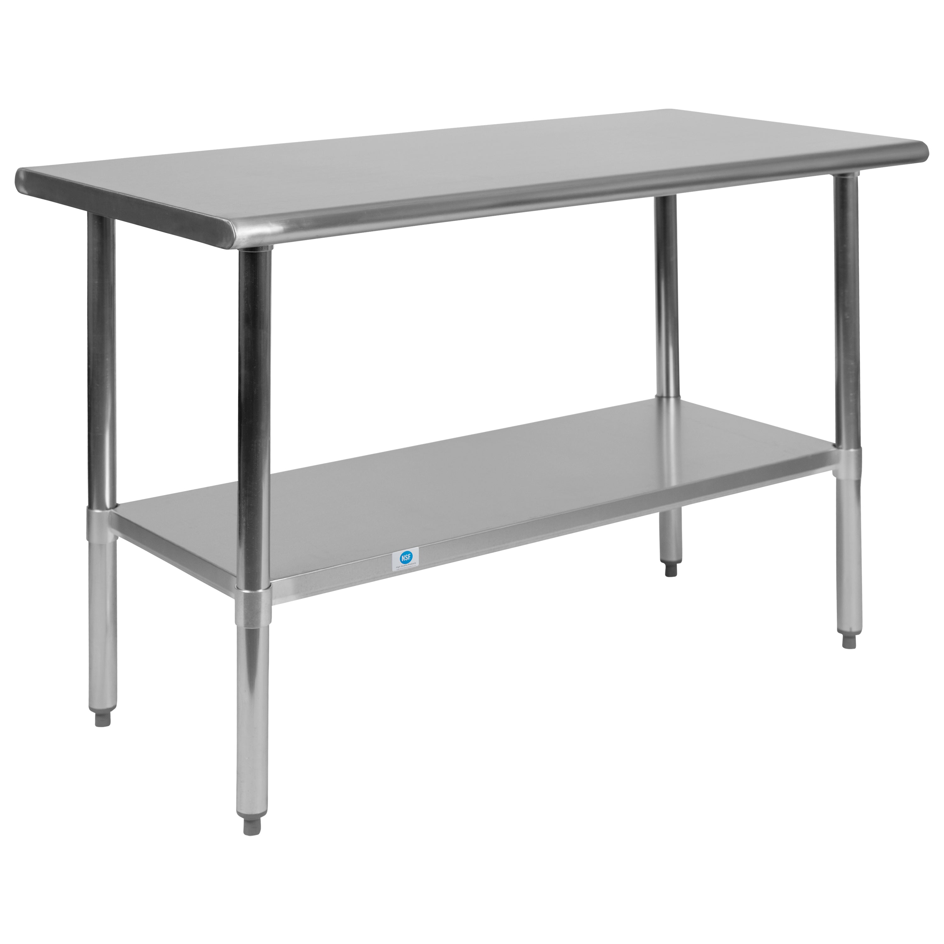 Rawcliffe Stainless Steel 18  Gauge Prep and Work Table with Undershelf - NSF Certified - 48"W x 24"D x 34.5"H