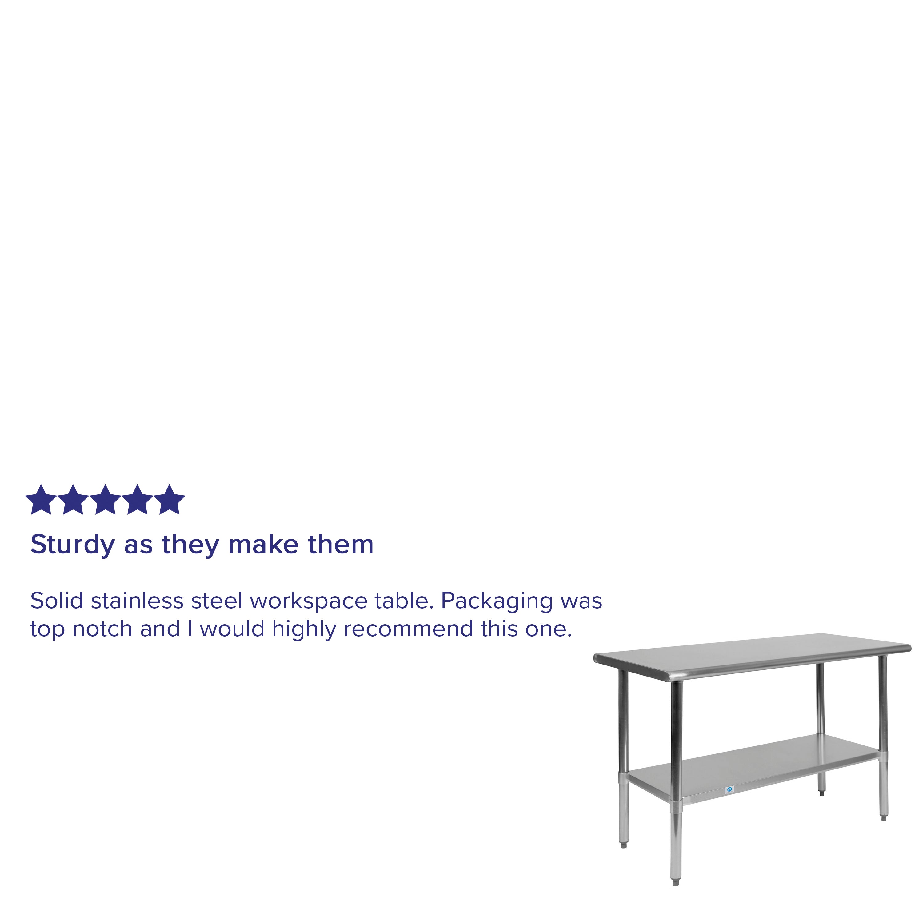 Rawcliffe Stainless Steel 18  Gauge Prep and Work Table with Undershelf - NSF Certified - 48"W x 24"D x 34.5"H