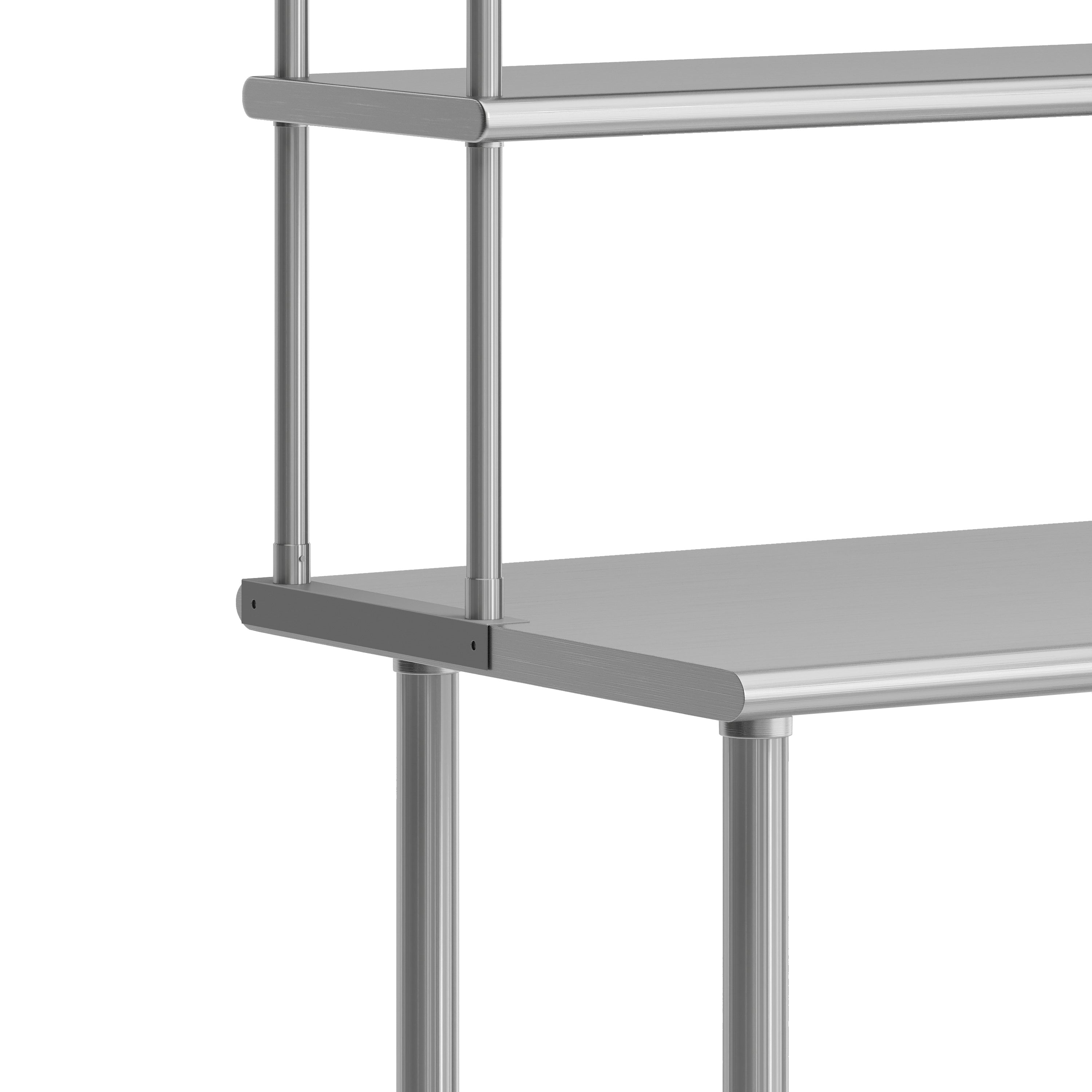 Rawcliffe Portable Prep and Work Table with NSF Certified 18 Gauge Stainless Steel Top Shelf and Double Overshelves and Galvanized Steel Undershelf