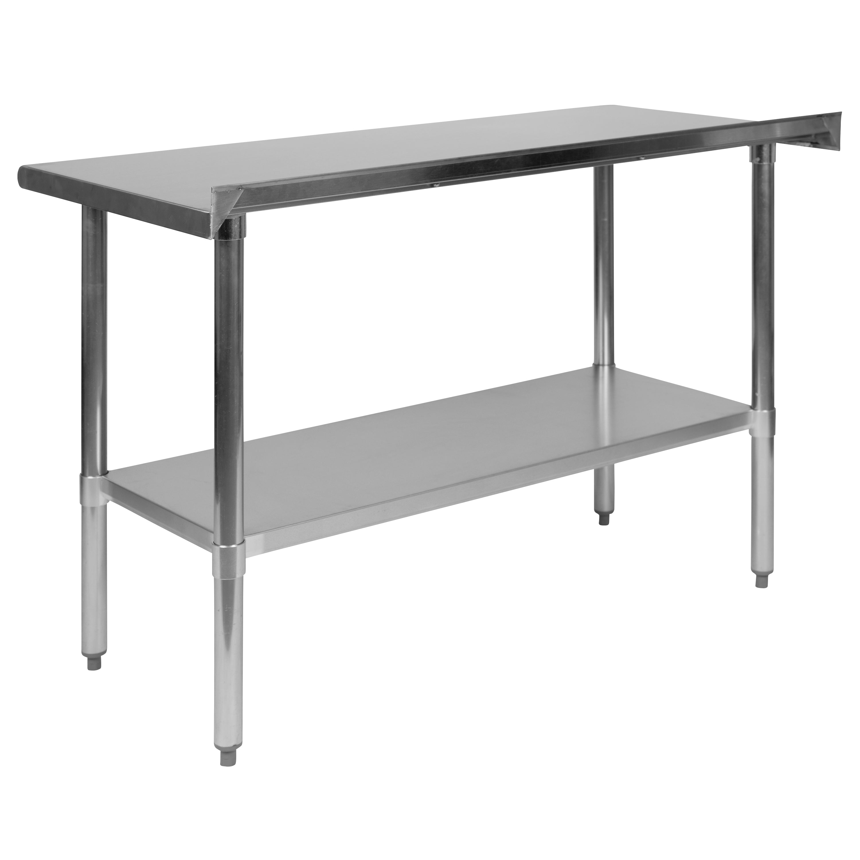 Rawcliffe Stainless Steel 18  Gauge Prep and Work Table with 1.5" Backsplash and Undershelf - NSF Certified - 48"W x 24"D x 36"H