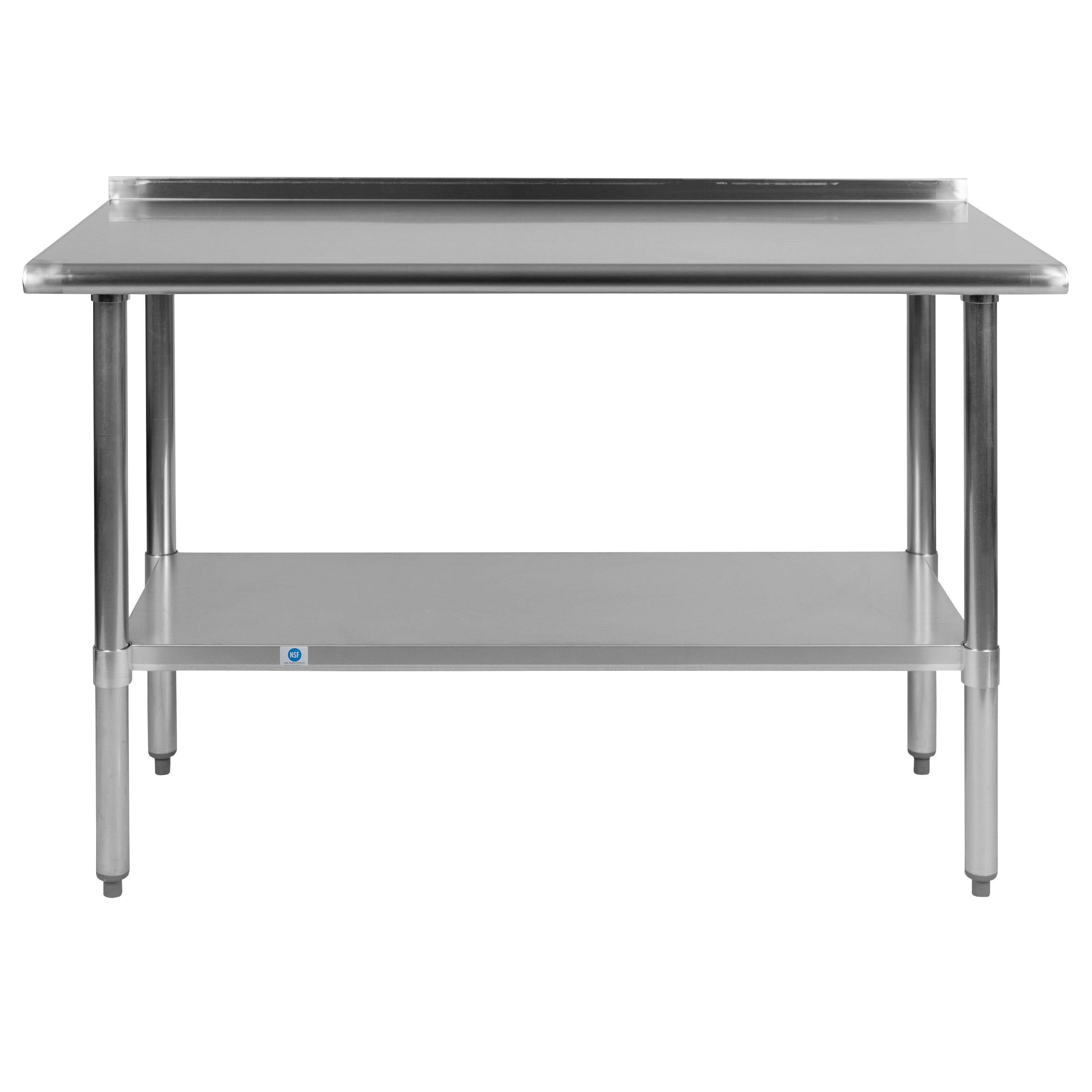 Rawcliffe Stainless Steel 18  Gauge Prep and Work Table with 1.5" Backsplash and Undershelf - NSF Certified - 48"W x 24"D x 36"H