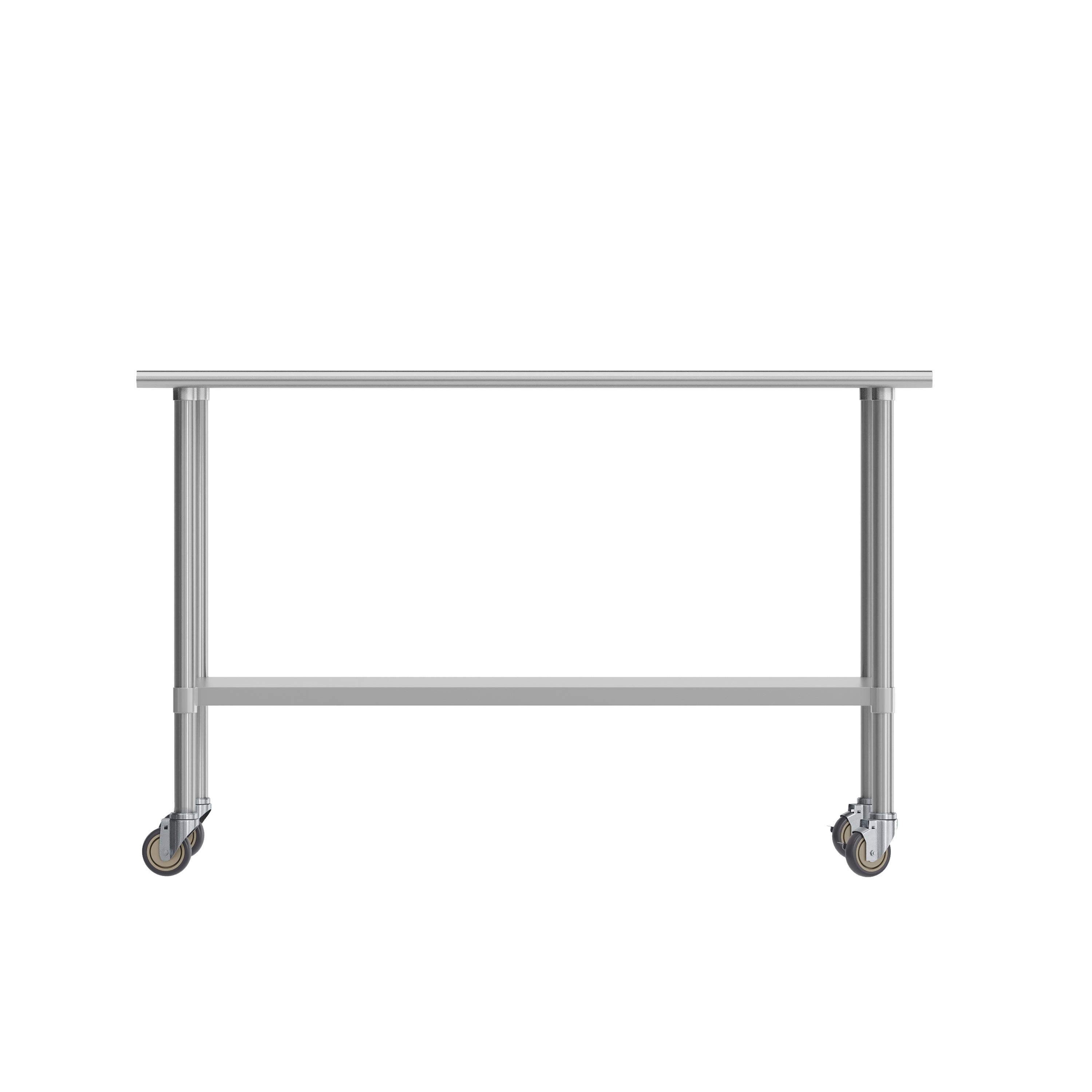 Reese Portable Prep and Work Table with NSF Certified 18 Gauge Stainless Steel Top Shelf, Galvanized Steel Undershelf and 4 Casters with 2 Locking