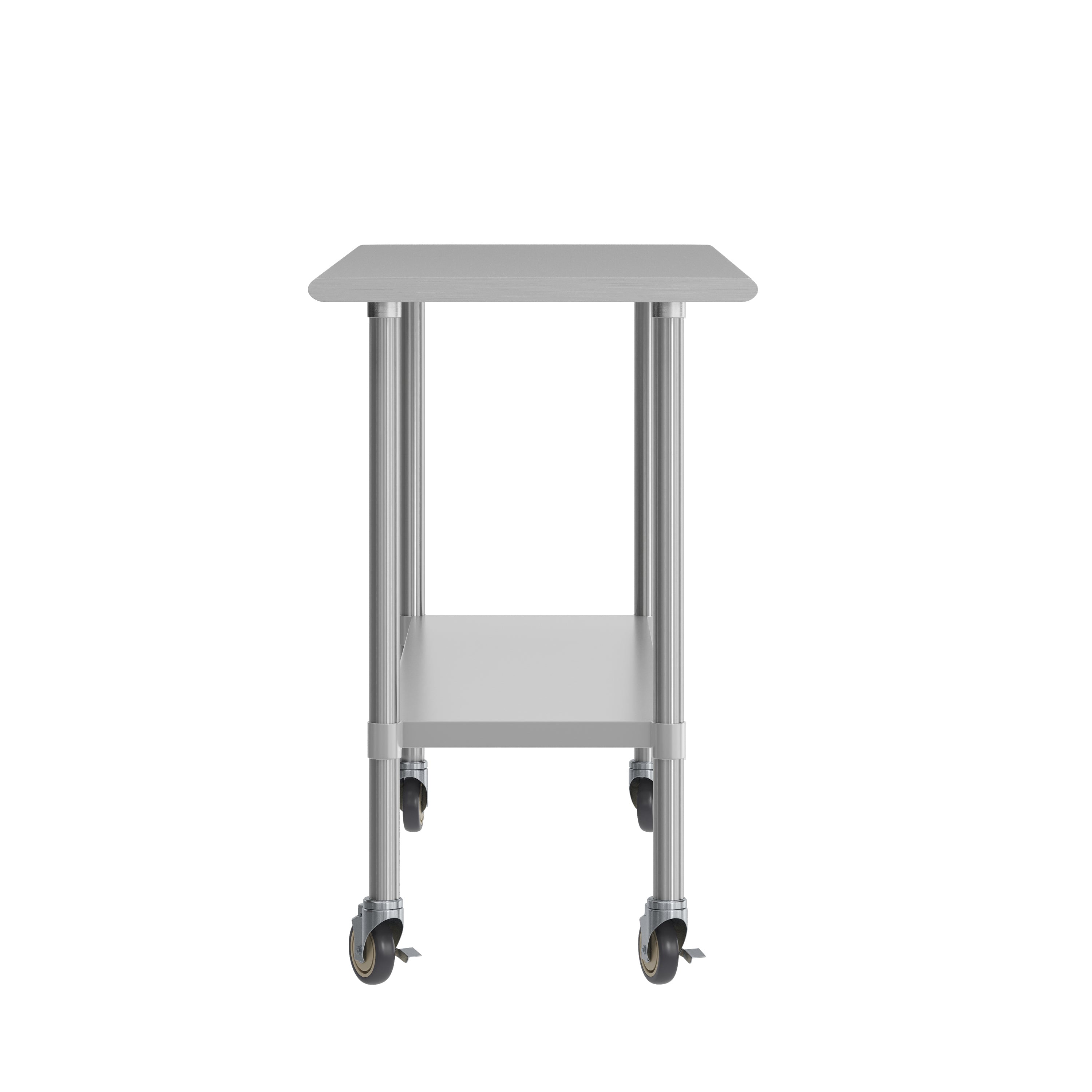 Reese Portable Prep and Work Table with NSF Certified 18 Gauge Stainless Steel Top Shelf, Galvanized Steel Undershelf and 4 Casters with 2 Locking