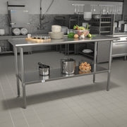 Reese Stainless Steel 18  Gauge Prep and Work Table with Undershelf - NSF Certified - 60"W x 24"D x 34.5"H