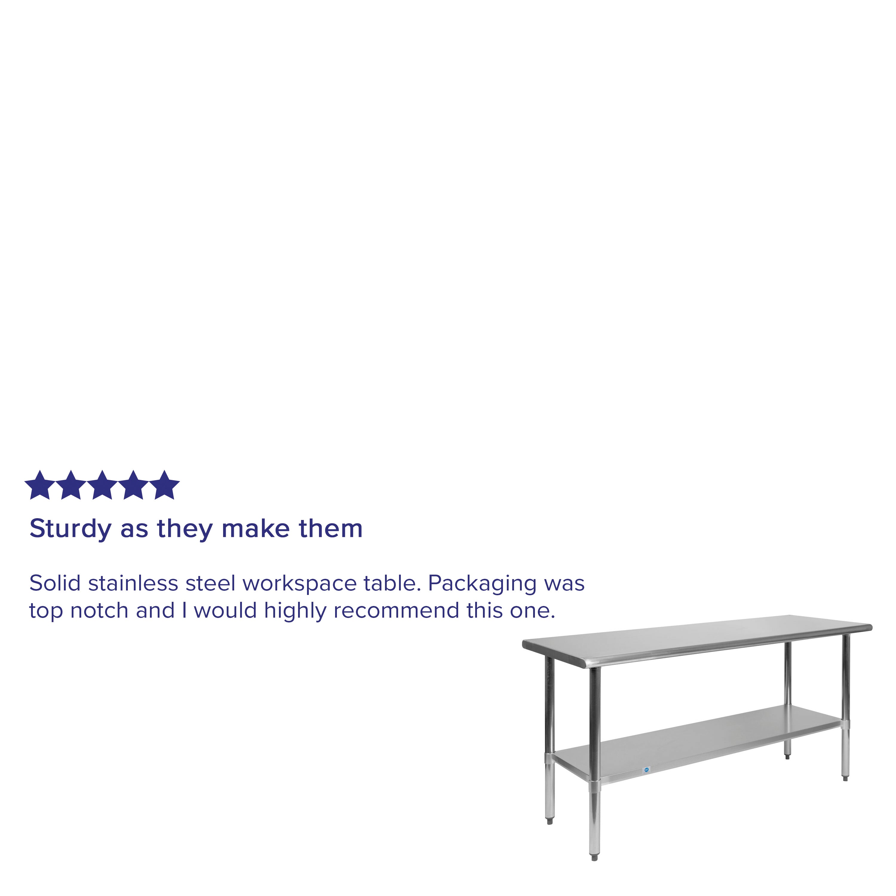 Reese Stainless Steel 18  Gauge Prep and Work Table with Undershelf - NSF Certified - 60"W x 24"D x 34.5"H
