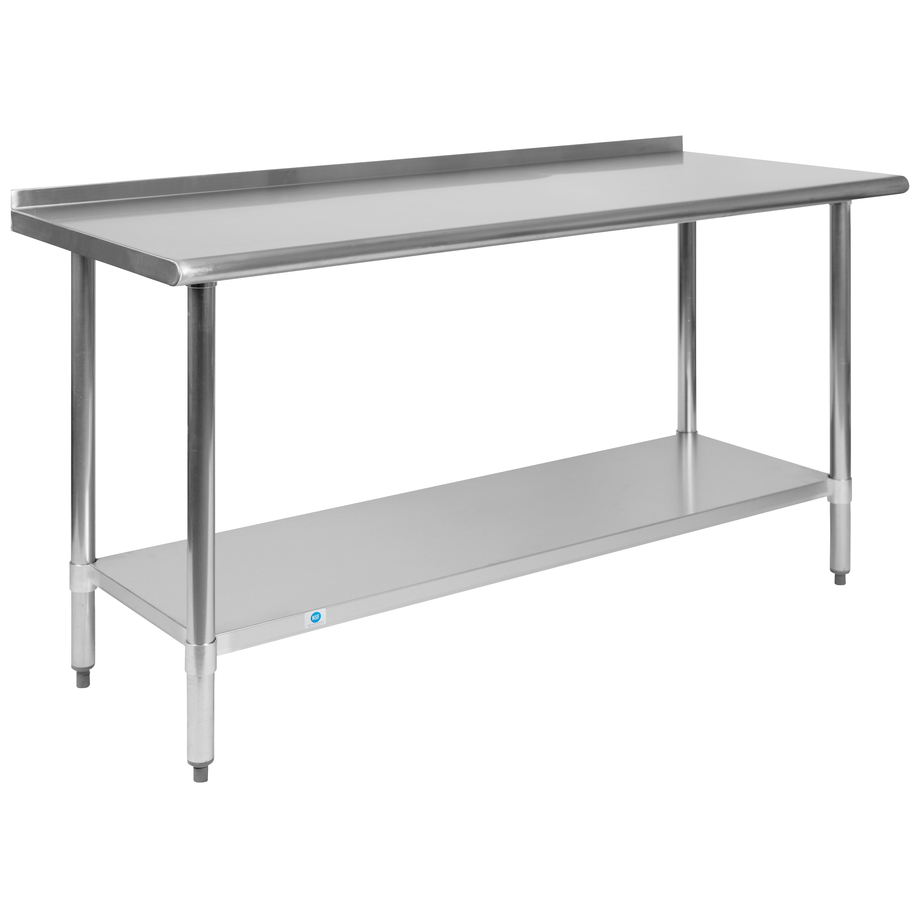 Reese Stainless Steel 18  Gauge Prep and Work Table with 1.5" Backsplash and Undershelf - NSF Certified - 60"W x 24"D x 36"H