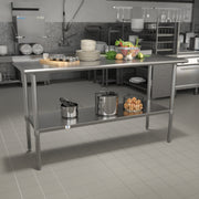 Reese Stainless Steel 18  Gauge Prep and Work Table with 1.5" Backsplash and Undershelf - NSF Certified - 60"W x 24"D x 36"H