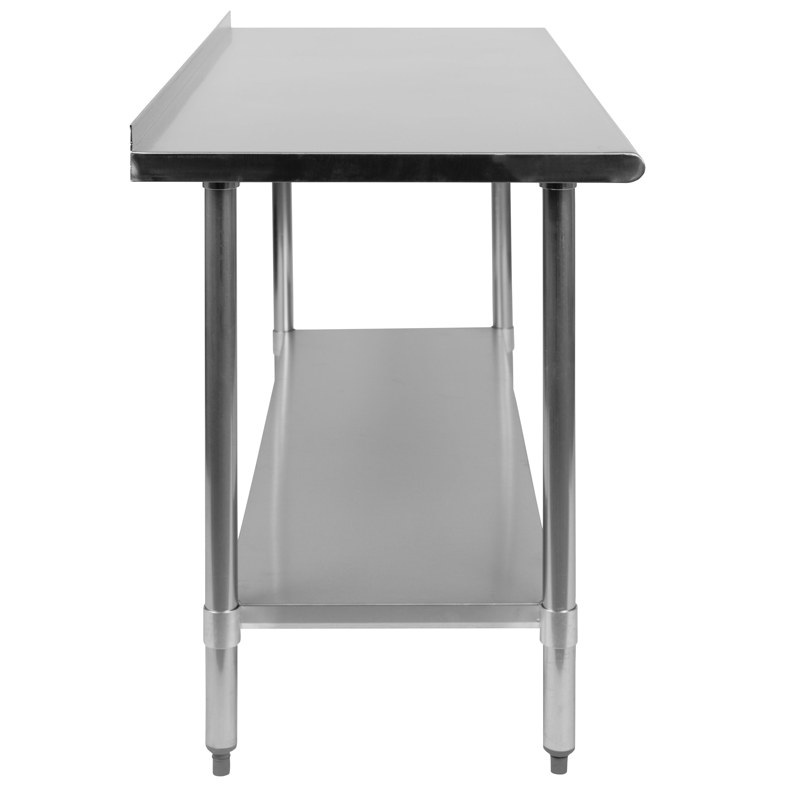 Reese Stainless Steel 18  Gauge Prep and Work Table with 1.5" Backsplash and Undershelf - NSF Certified - 60"W x 24"D x 36"H