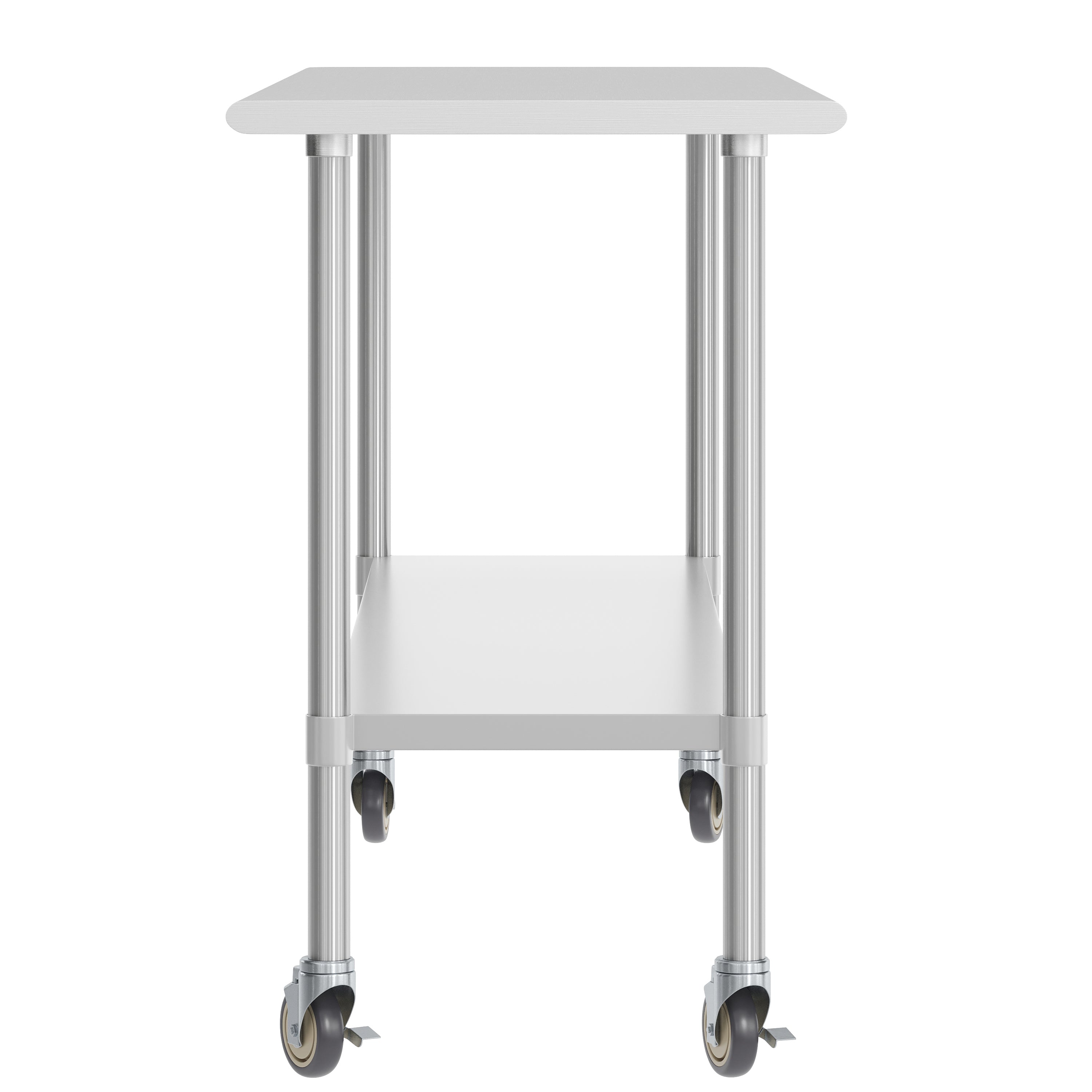 Reese 24x72 Portable Prep and Work Table with NSF Certified 18 Gauge Stainless Steel Top Shelf, Galvanized Steel Undershelf, 4 Casters with 2 Locking