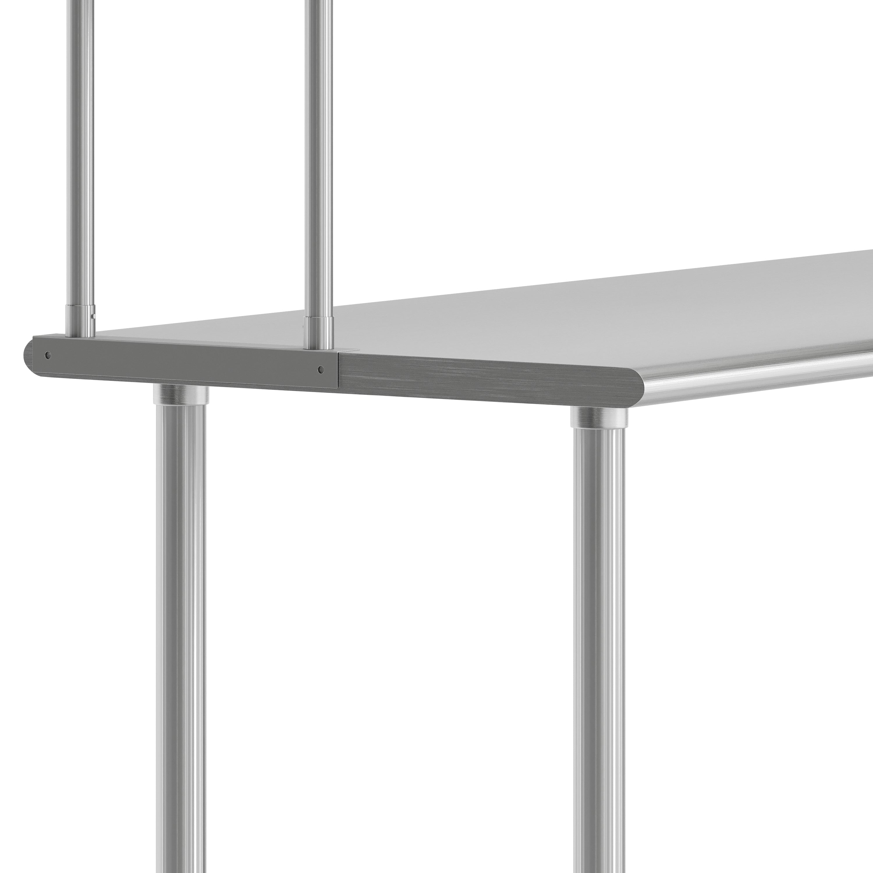 Reese 24x72 Portable Prep and Work Table with NSF Certified 18 Gauge Stainless Steel Top Shelf and Double Overshelves and Galvanized Steel Undershelf