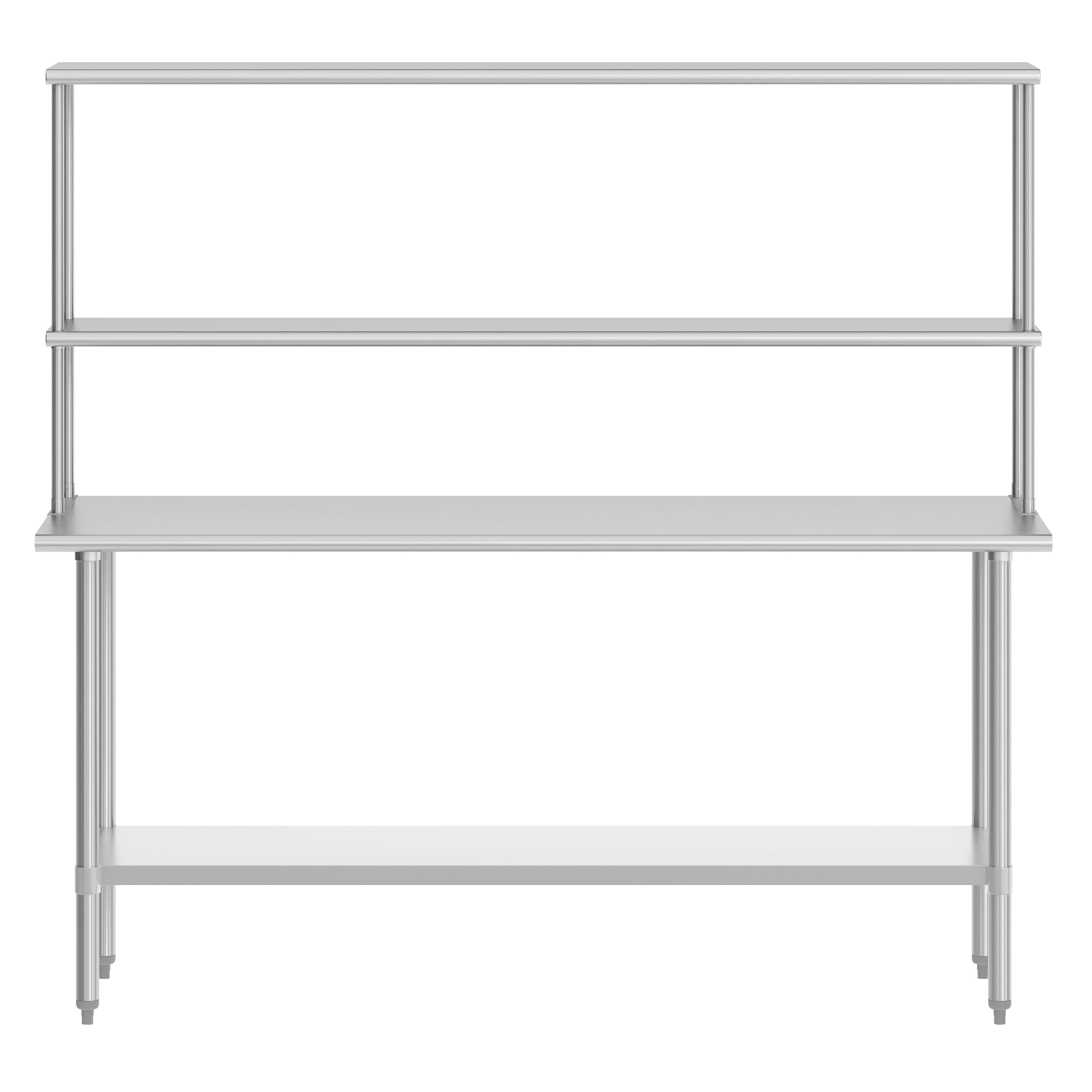 Reese 24x72 Portable Prep and Work Table with NSF Certified 18 Gauge Stainless Steel Top Shelf and Double Overshelves and Galvanized Steel Undershelf
