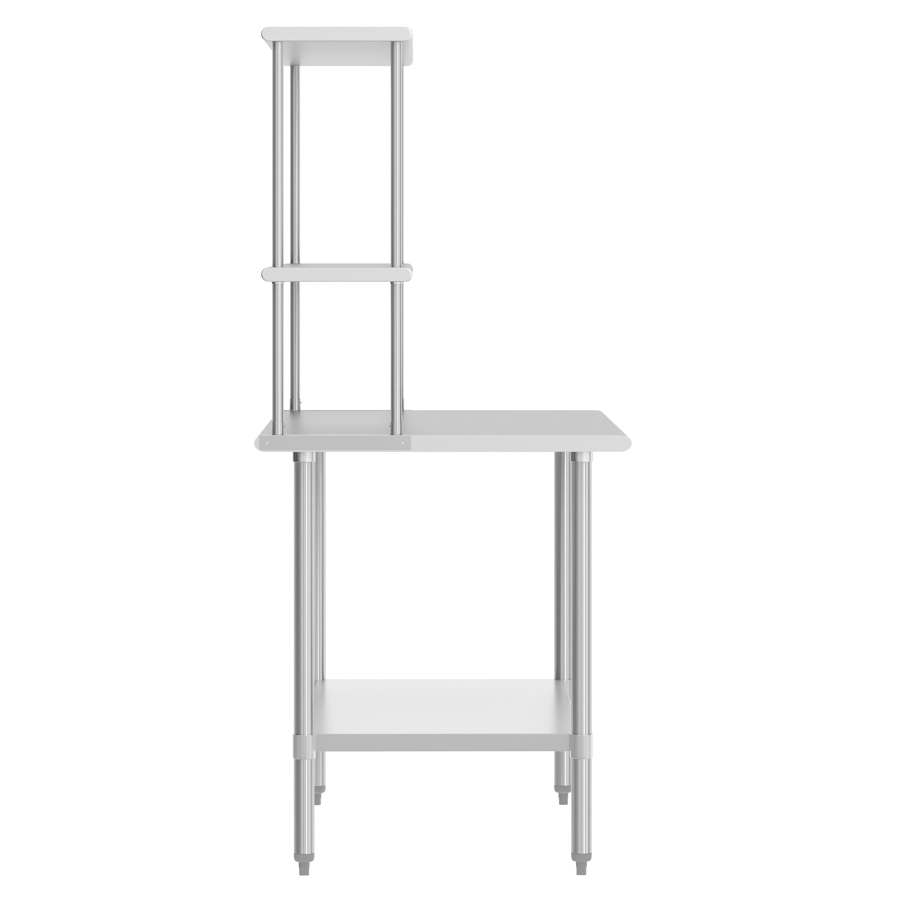 Reese 24x72 Portable Prep and Work Table with NSF Certified 18 Gauge Stainless Steel Top Shelf and Double Overshelves and Galvanized Steel Undershelf