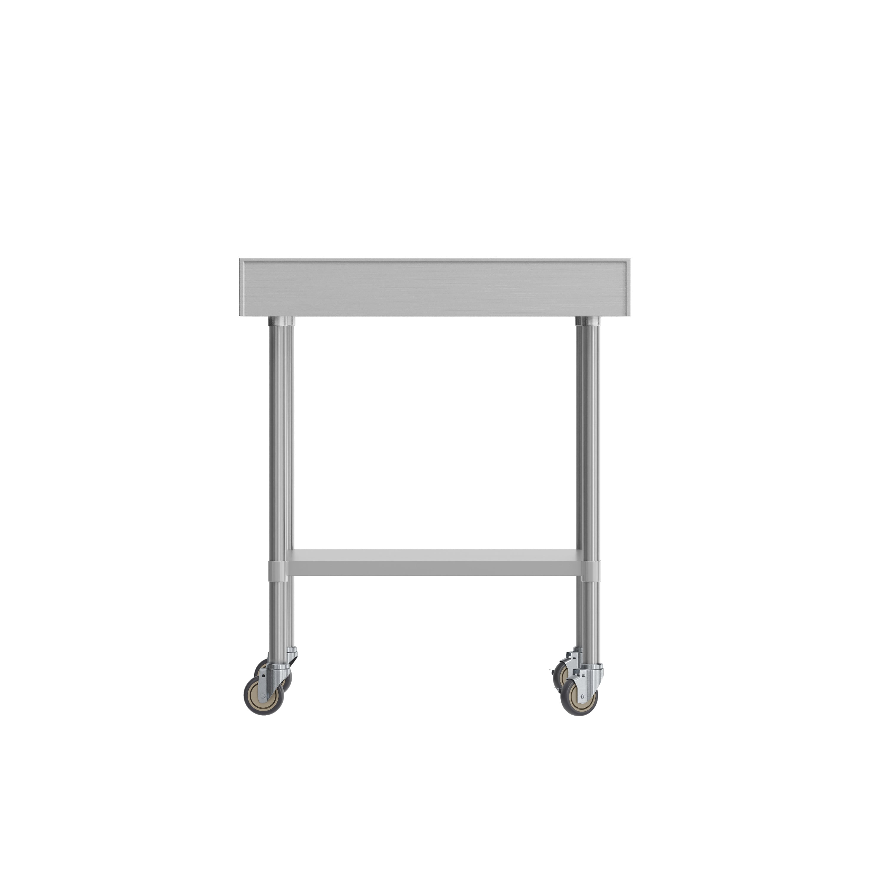 Reese 30" x 36" Prep and Work Table with NSF Certified Stainless Steel Top Shelf, 4" Backsplash, Adjustable Galvanized Steel Undershelf, 4 Casters
