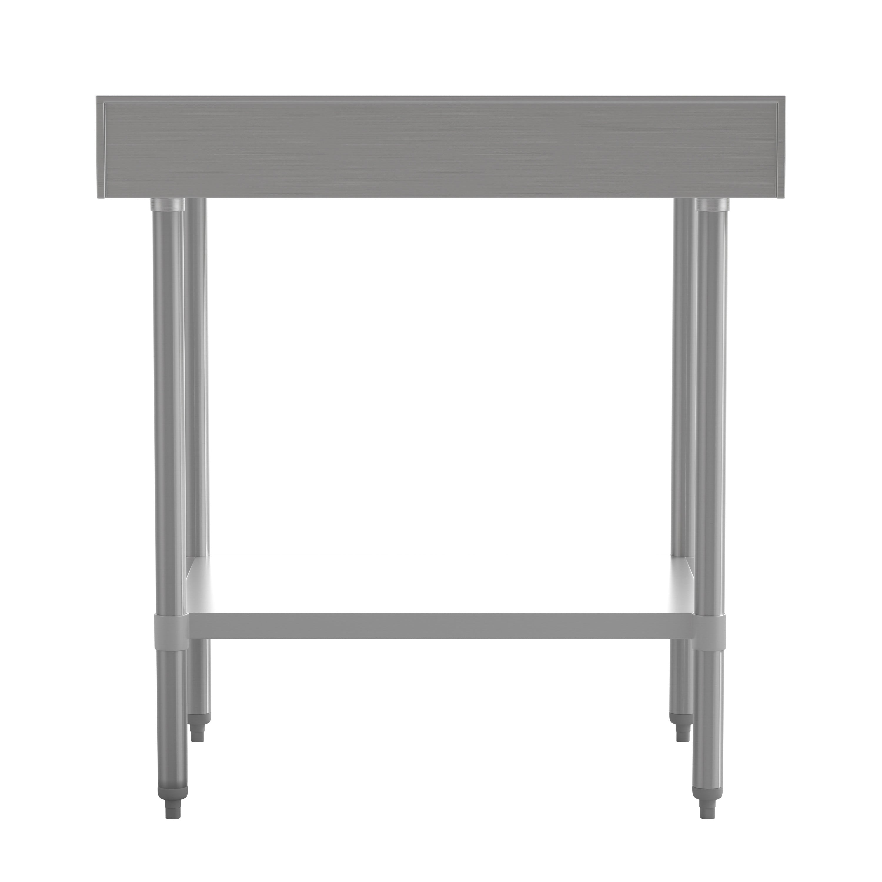 Reese Commercial Grade 430 Stainless Steel 18 Gauge NSF Certified 30" x 36" Kitchen Prep and Work Table with Adjustable Shelf and 4" Backsplash