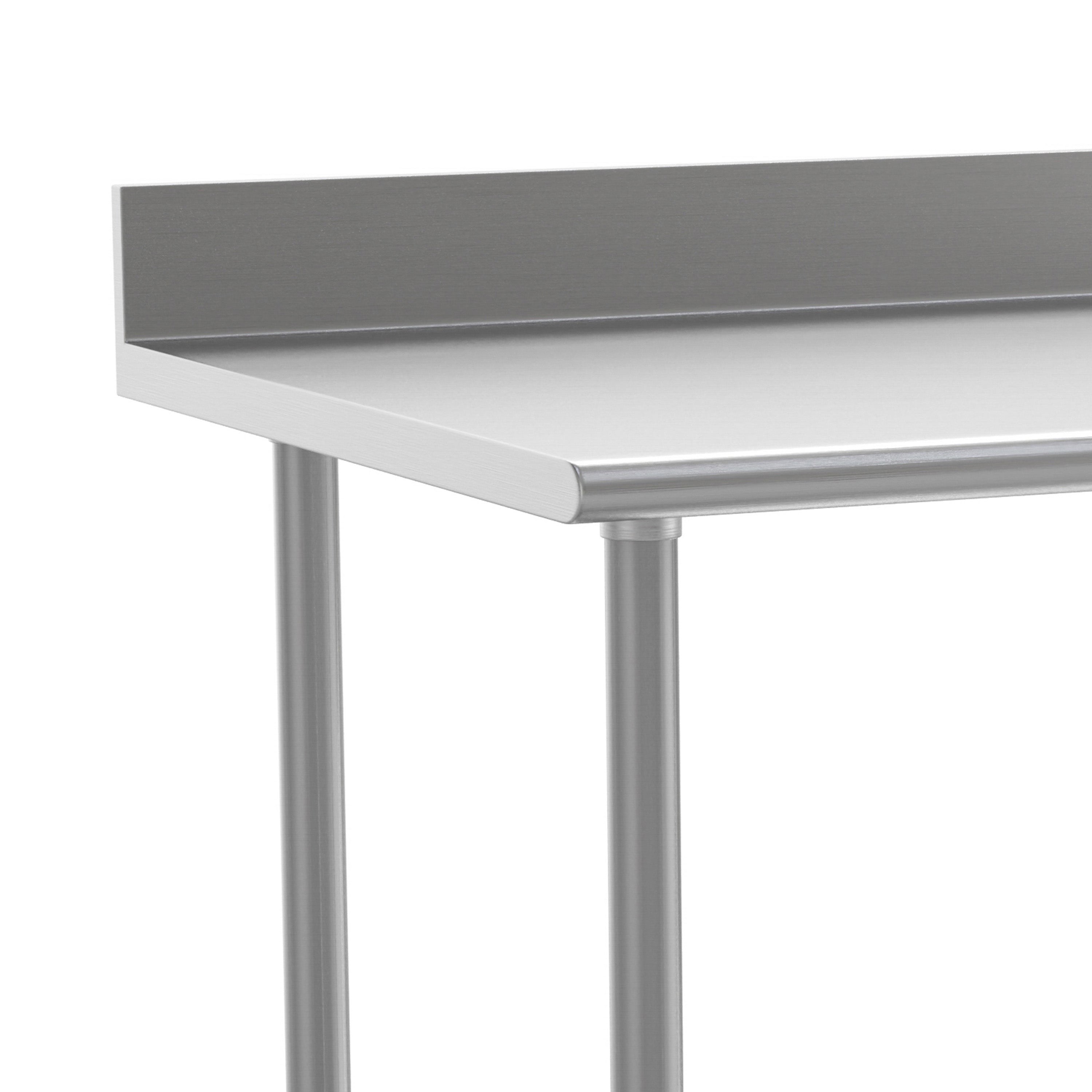 Reese Commercial Grade 430 Stainless Steel 18 Gauge NSF Certified 30" x 36" Kitchen Prep and Work Table with Adjustable Shelf and 4" Backsplash