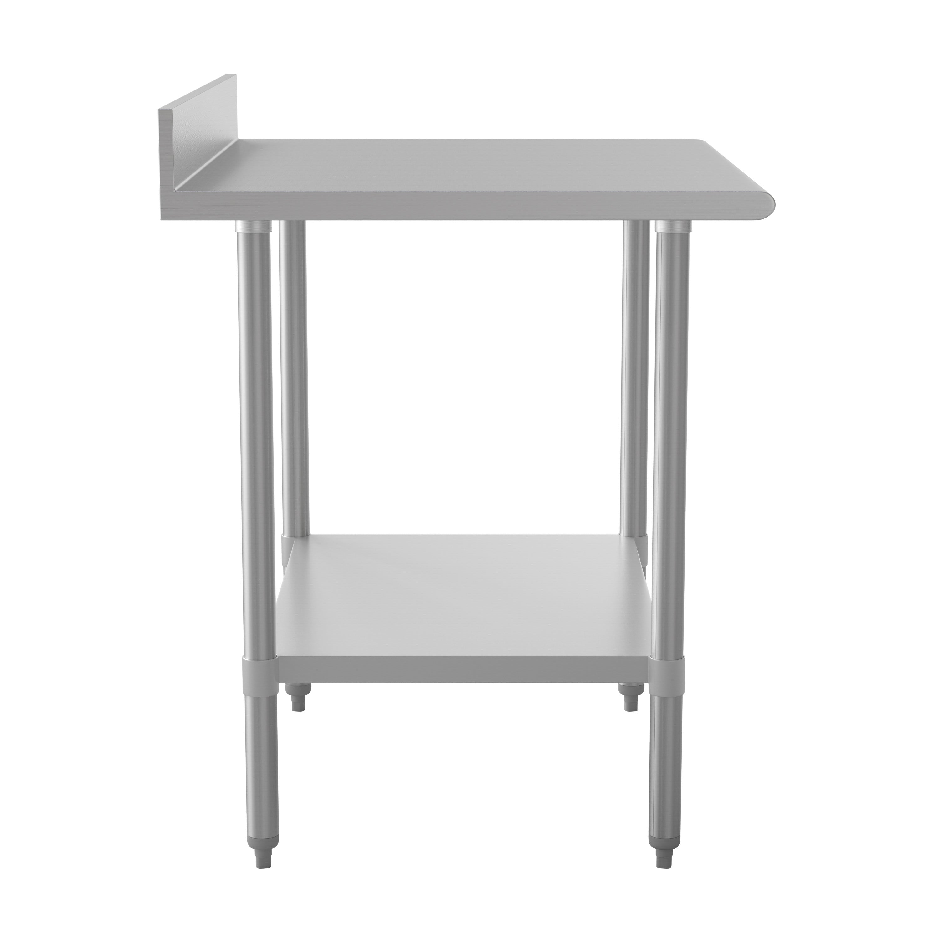 Reese Commercial Grade 430 Stainless Steel 18 Gauge NSF Certified 30" x 36" Kitchen Prep and Work Table with Adjustable Shelf and 4" Backsplash