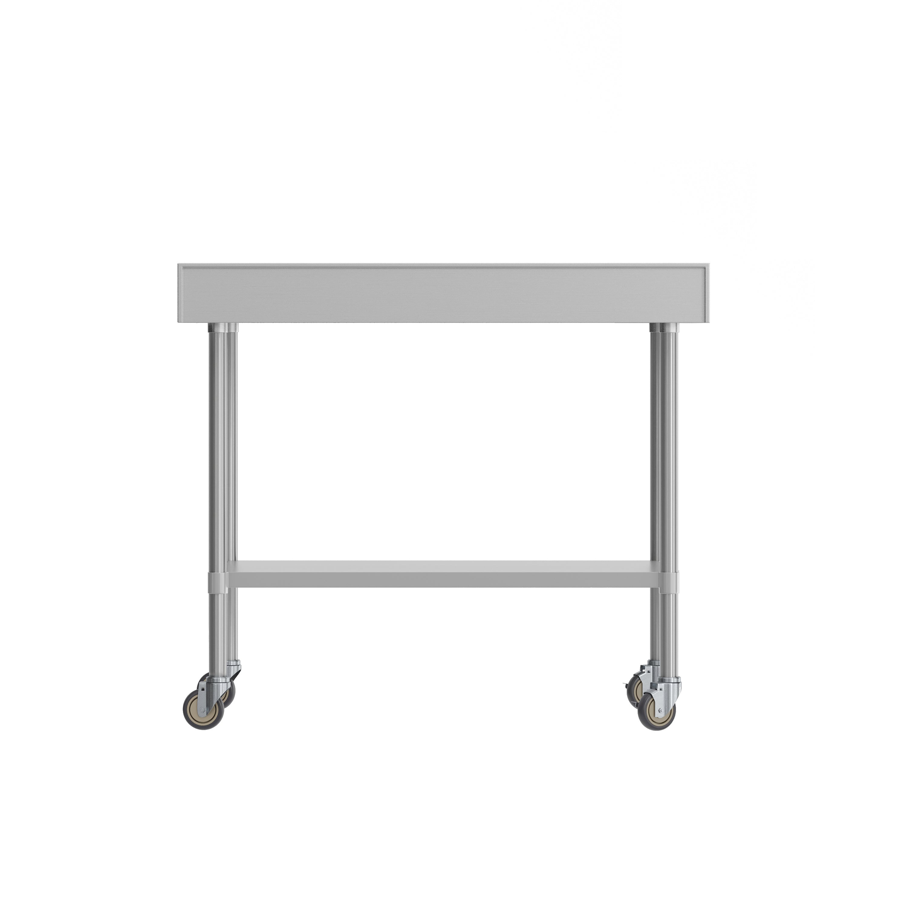 Reese 30" x 48" Prep and Work Table with NSF Certified Stainless Steel Top Shelf, 4" Backsplash, Adjustable Galvanized Steel Undershelf, 4 Casters