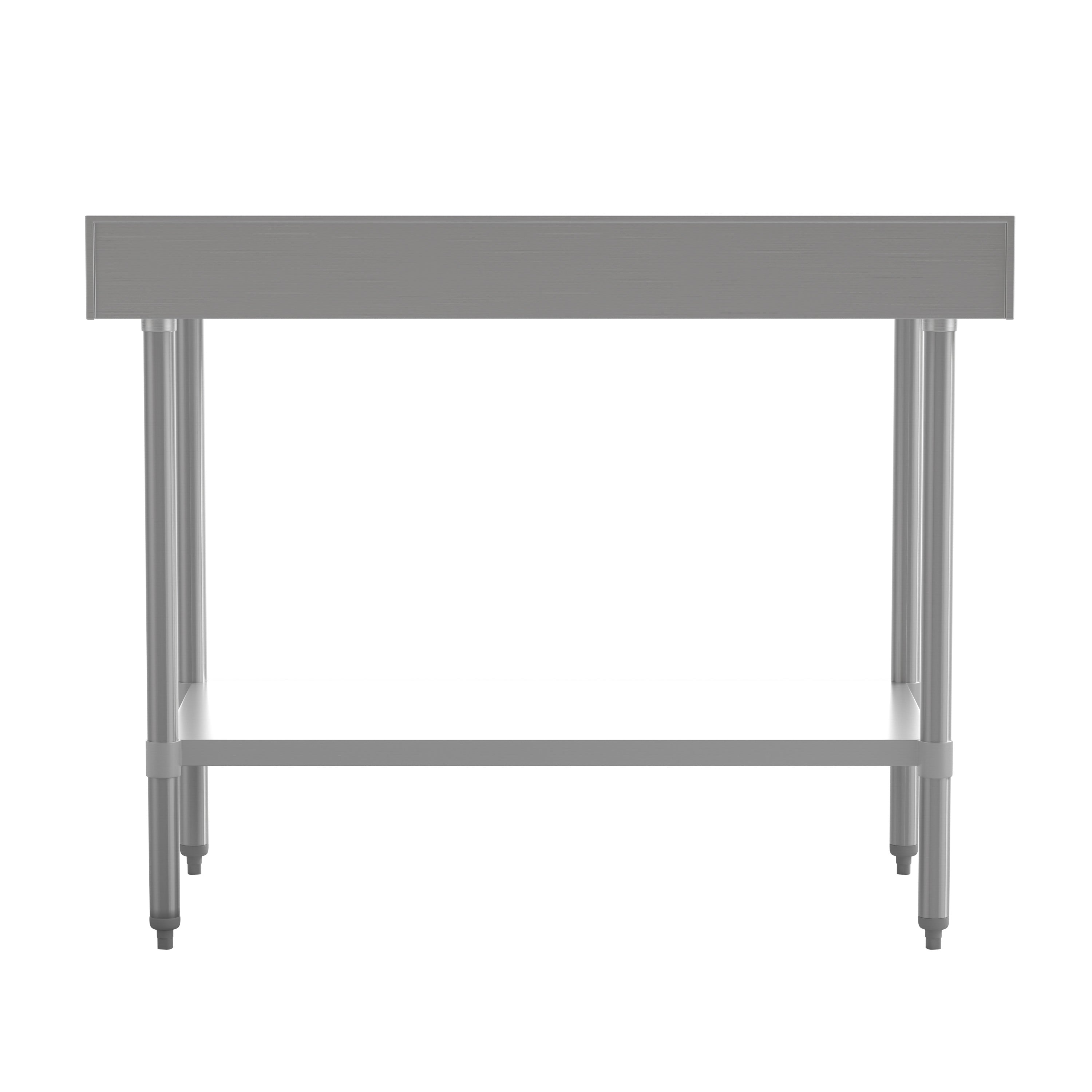 Reese Commercial Grade 430 Stainless Steel 18 Gauge NSF Certified 30" x 48" Kitchen Prep and Work Table with Adjustable Shelf and 4" Backsplash