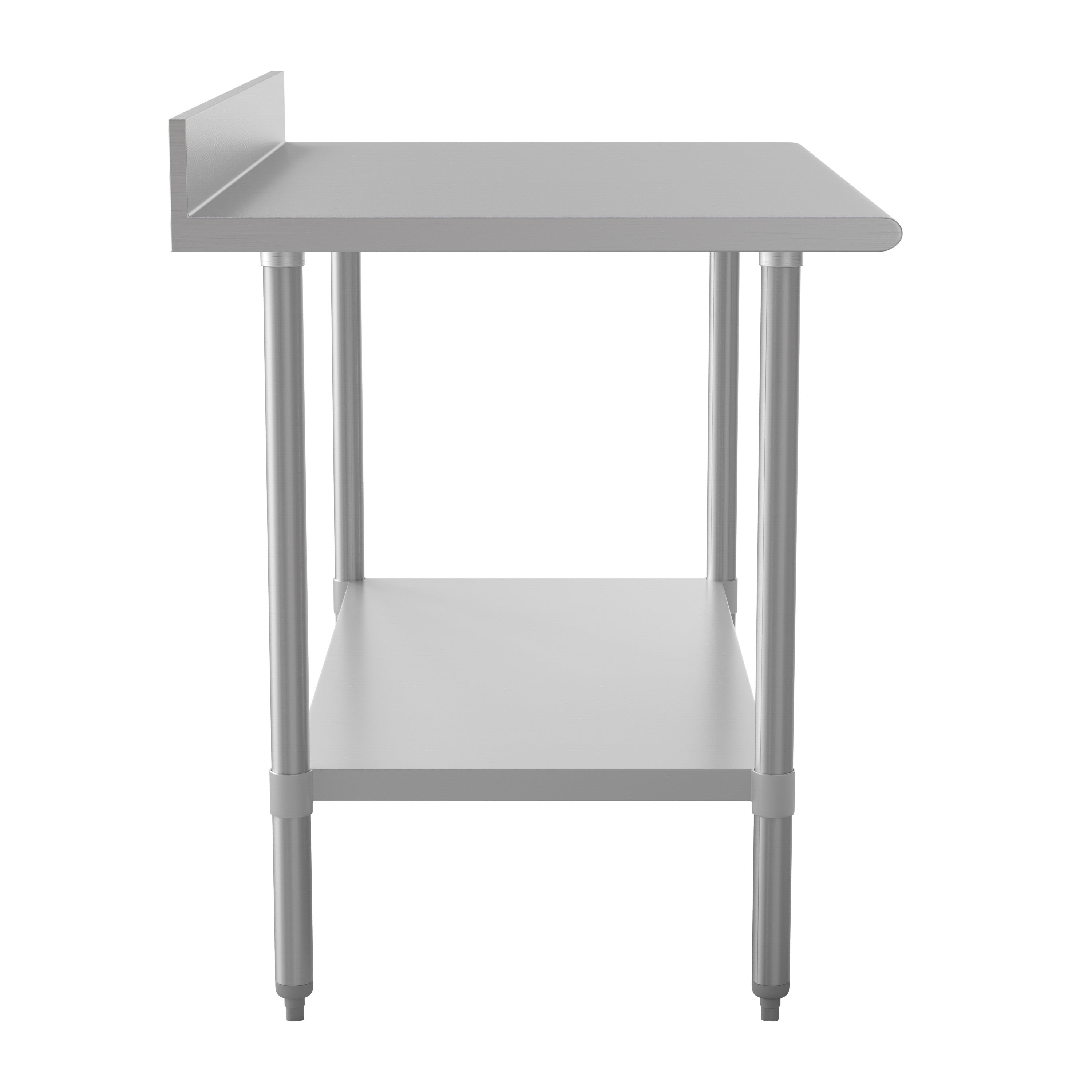 Reese Commercial Grade 430 Stainless Steel 18 Gauge NSF Certified 30" x 48" Kitchen Prep and Work Table with Adjustable Shelf and 4" Backsplash