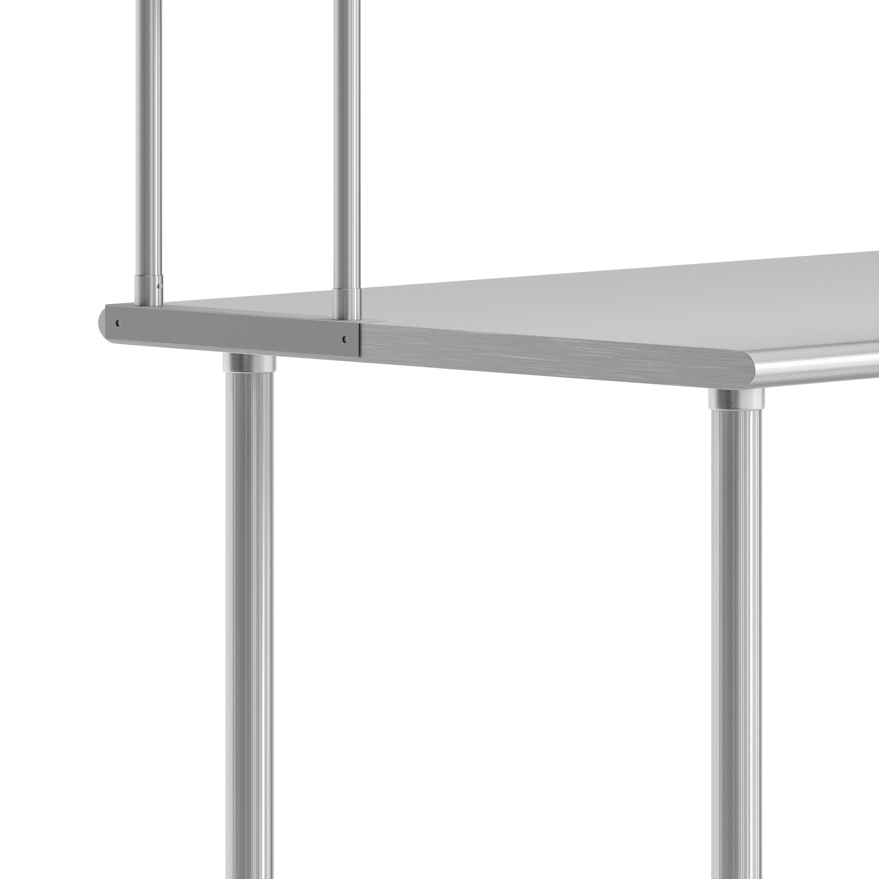 Reese 30x48 Portable Prep and Work Table with NSF Certified 18 Gauge Stainless Steel Top Shelf and Double Overshelves and Galvanized Steel Undershelf