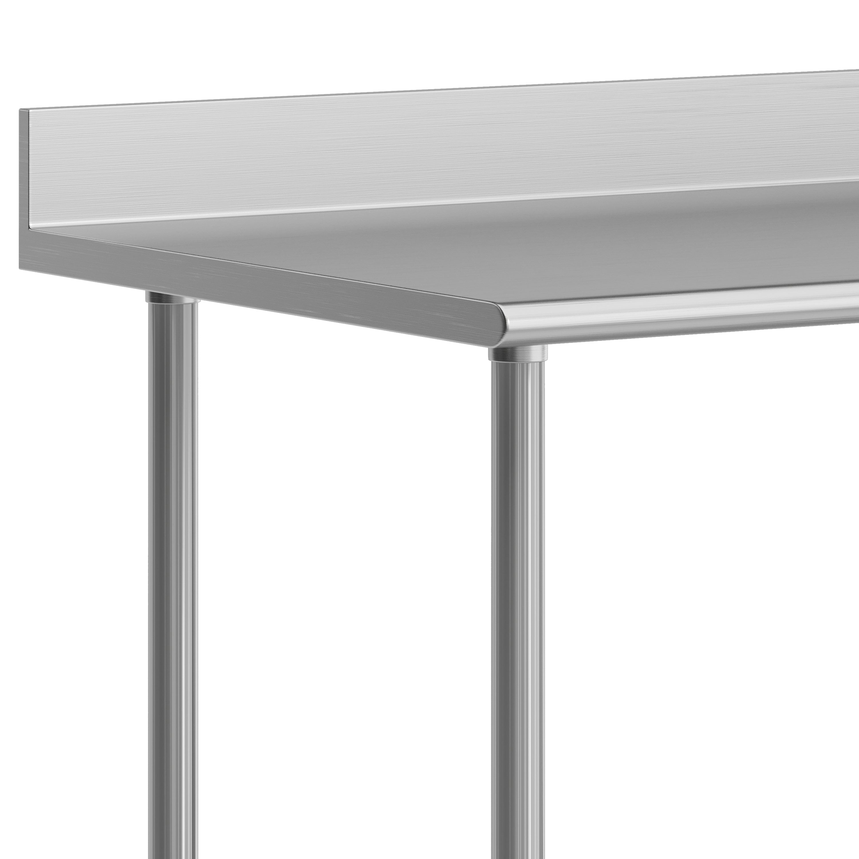 Reese 30" x 60" Prep and Work Table with NSF Certified Stainless Steel Top Shelf, 4" Backsplash, Adjustable Galvanized Steel Undershelf, 4 Casters